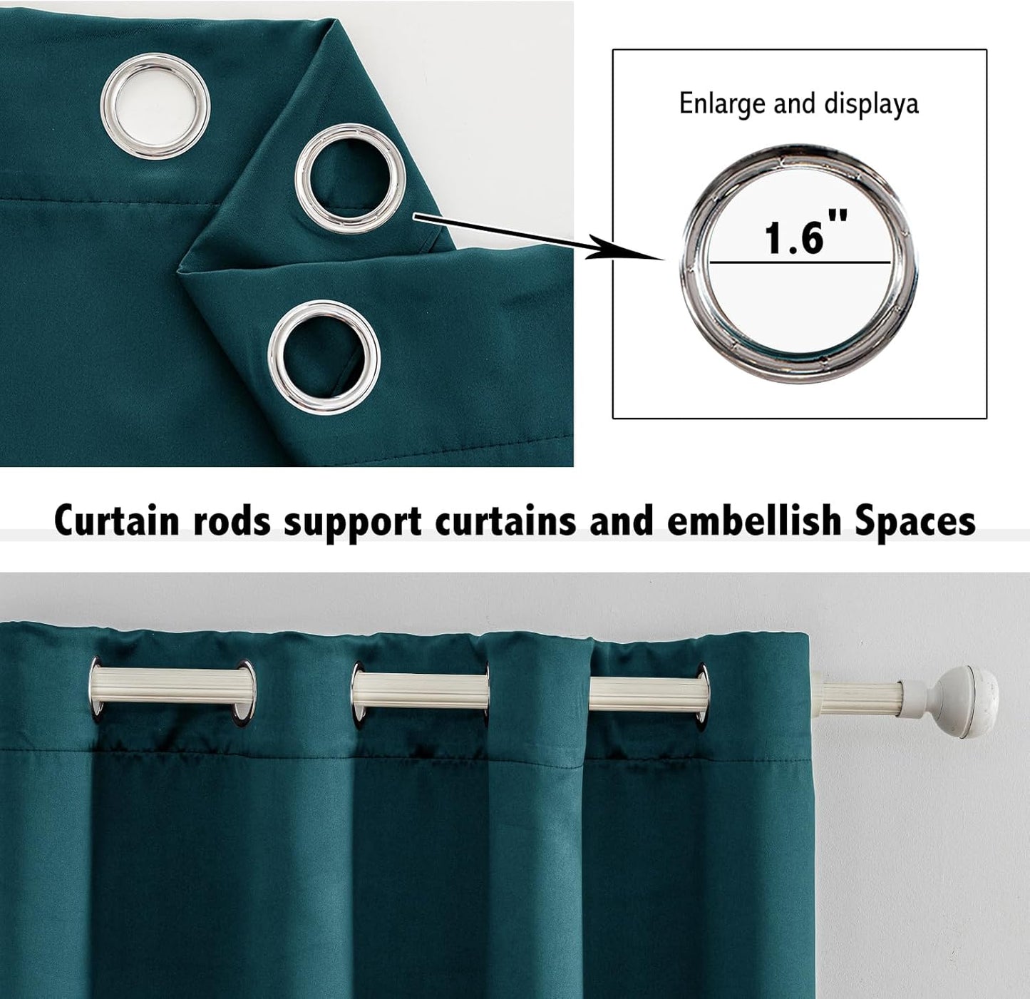 Anytime 100% Blackout Curtain Set, Thermal Insulated & Energy Efficiency Window Draperies for Guest Room, Full Shading Panels for Shift Worker and Light Sleepers（Greyish Blue, 2 Panels, 52W x 102L）