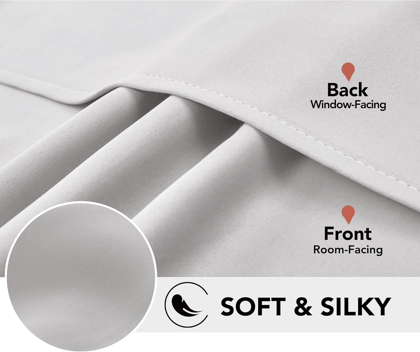 Deconovo Blackout Curtains, Room Darkening Thermal Insulated Window Drapes, Noise Reducing, Grommet Top, 2 Panels 42W x 84L Inch Machine Washable for Bedroom Living Room Nursery Greyish White