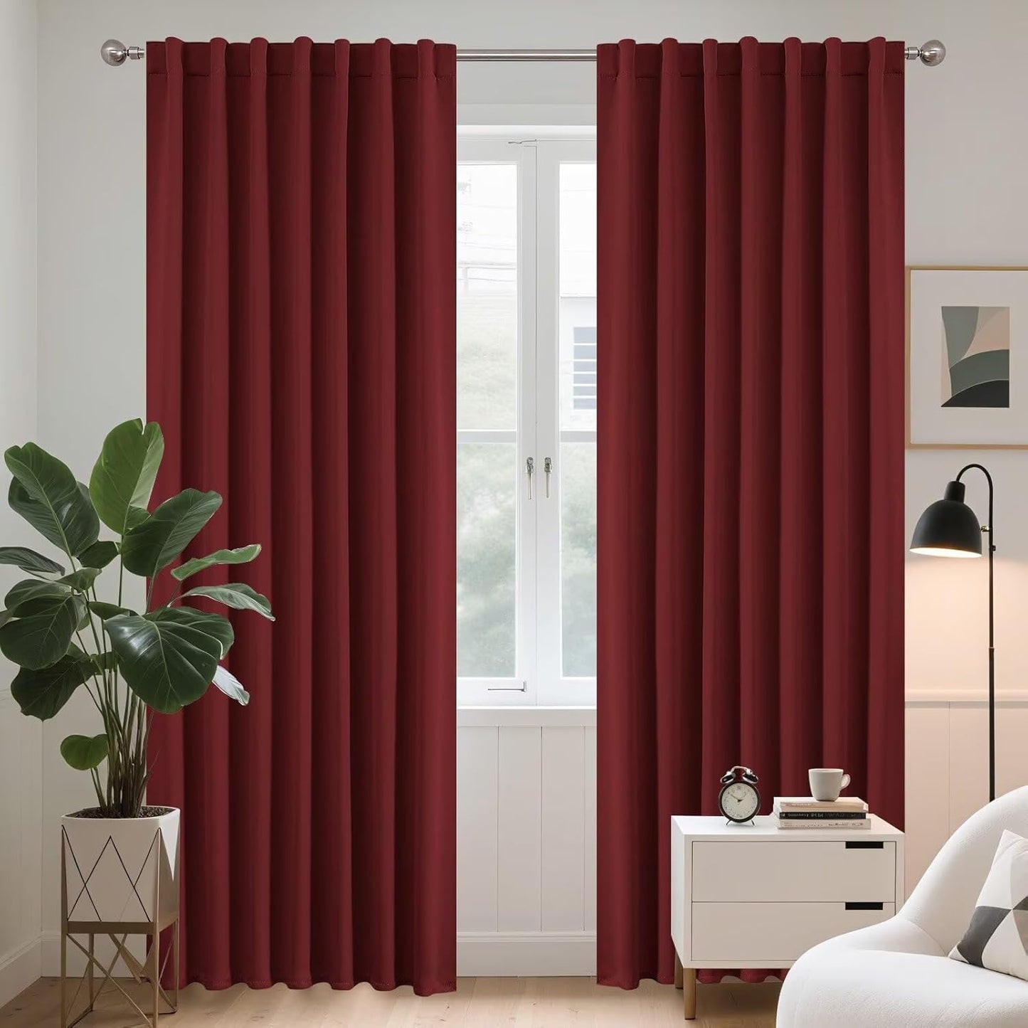 Joydeco Blackout Curtains 84 Inch Long for Bedroom, Thermal Insulated Black Out Curtains 2 Panels Set, Room Darkening Drapes for Living Room Window (W52 x L84 Inch, Burgundy Red)