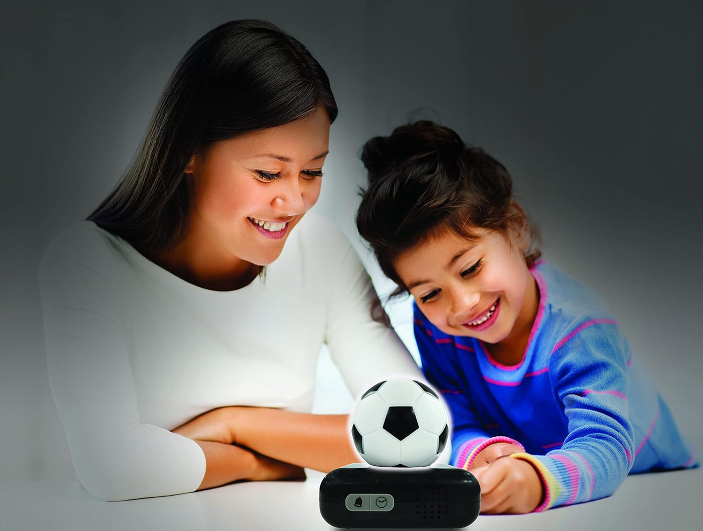 LEXiBOOK - Soccer Ball Digital Alarm Clock with Night Light Snooze, Clock, Luminous Soccer Ball, Black Colour - RL800FO