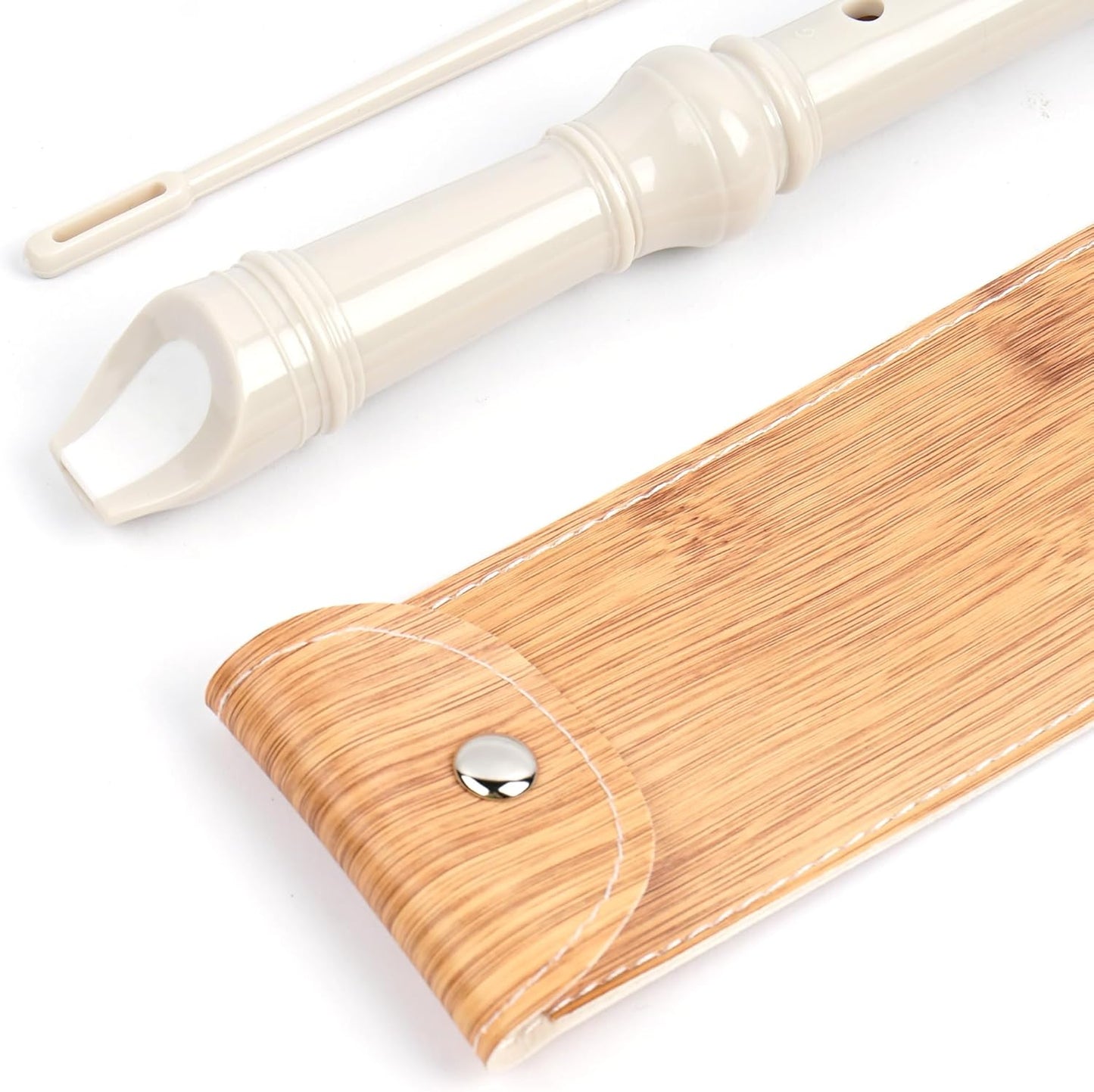 Recorder Instrument for Beginner Kids Adults,8-Hole Soprano Descant Recorder Music Flute with with Cleaning Rod & Leather Case For School Student Home Entertainment(2-Wood Beige)