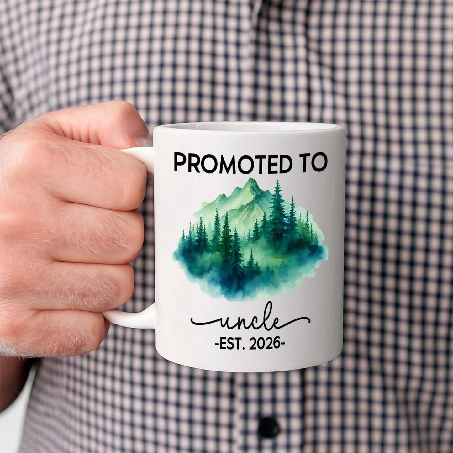 Promoted To Uncle Coffee Mug Gift For New Uncle EST 2026 Father's Day, Personalized Year Name Uncles White Teacup 11 15Oz, Customized Uncles Accent Mug Gift For Brother Family Pregnancy Announcement