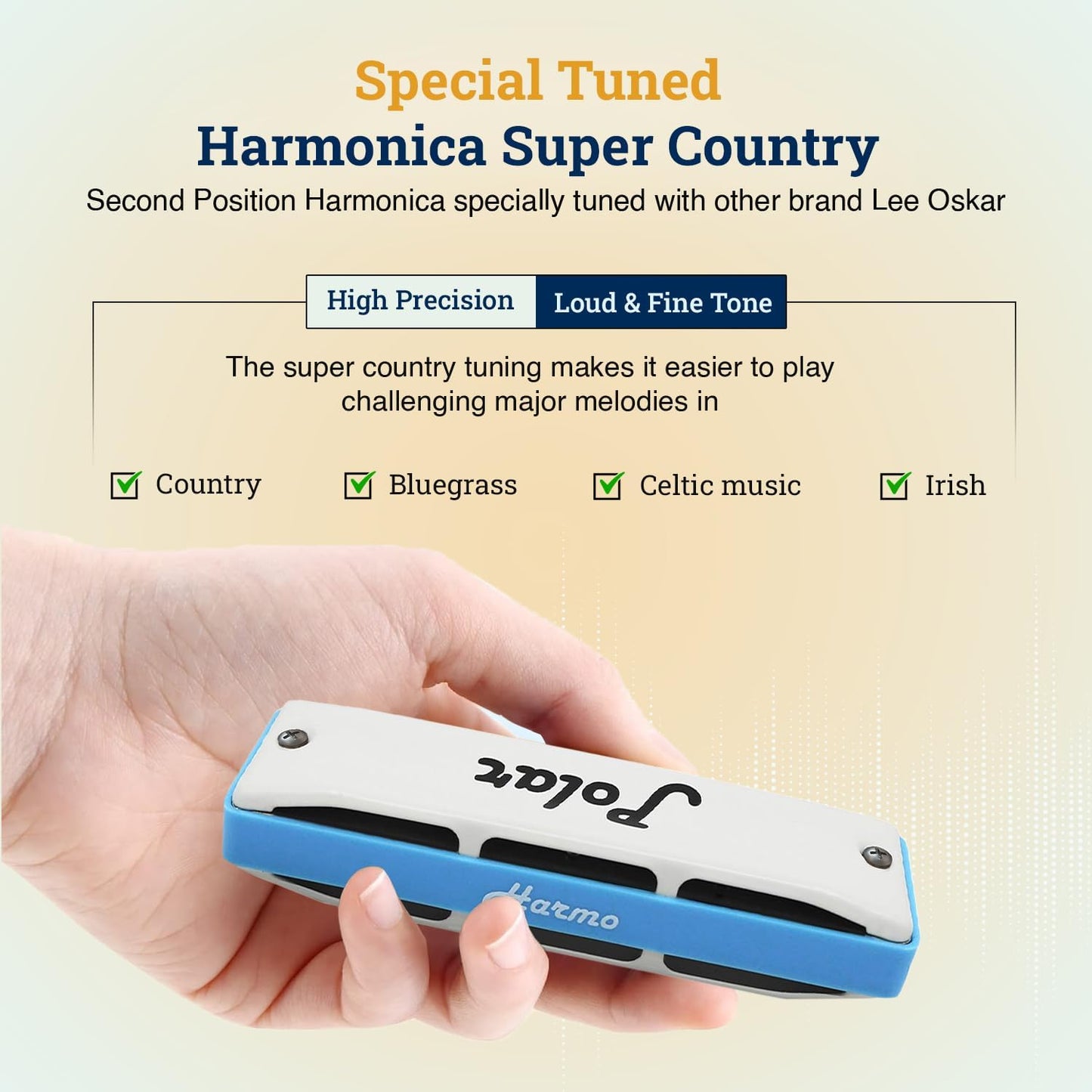 Harmo Polar Diatonic Harmonica Key of Ab, Super Country Tuned - Ideal for Bluegrass, Jazz, and Celtic Music, Mouth Organ With Case, Harmonica for Adults, Beginners & Professionals