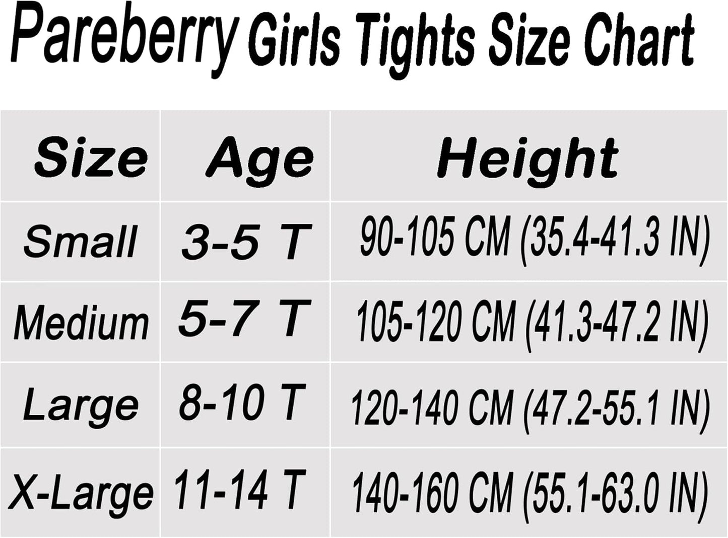 Pareberry Girl's Winter Fleece Lined Thick Microfiber Soft Tights for Kids Age 3-14