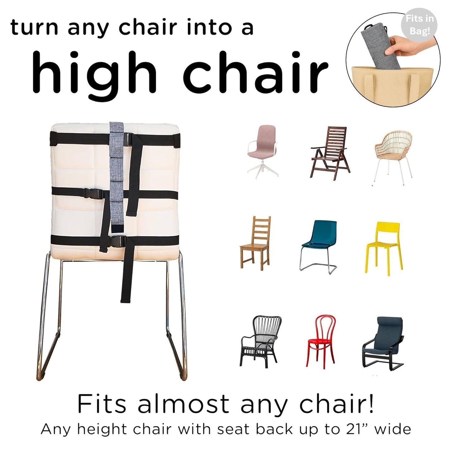 liuliuby Compact Travel High Chair | Portable High Chair for Baby | Baby Travel Essential Harness Seat | Must Haves for Vacations, Restaurants, Family Visits with Babies | Portable Highchair Seat