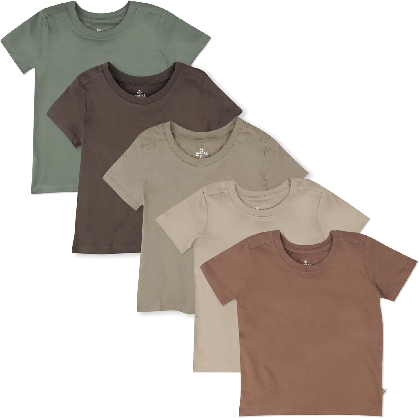 5-Pack Short Sleeve T-Shirts 100% Organic Cotton Baby, Toddler, Little Kid, Boy, Girl, Unisex