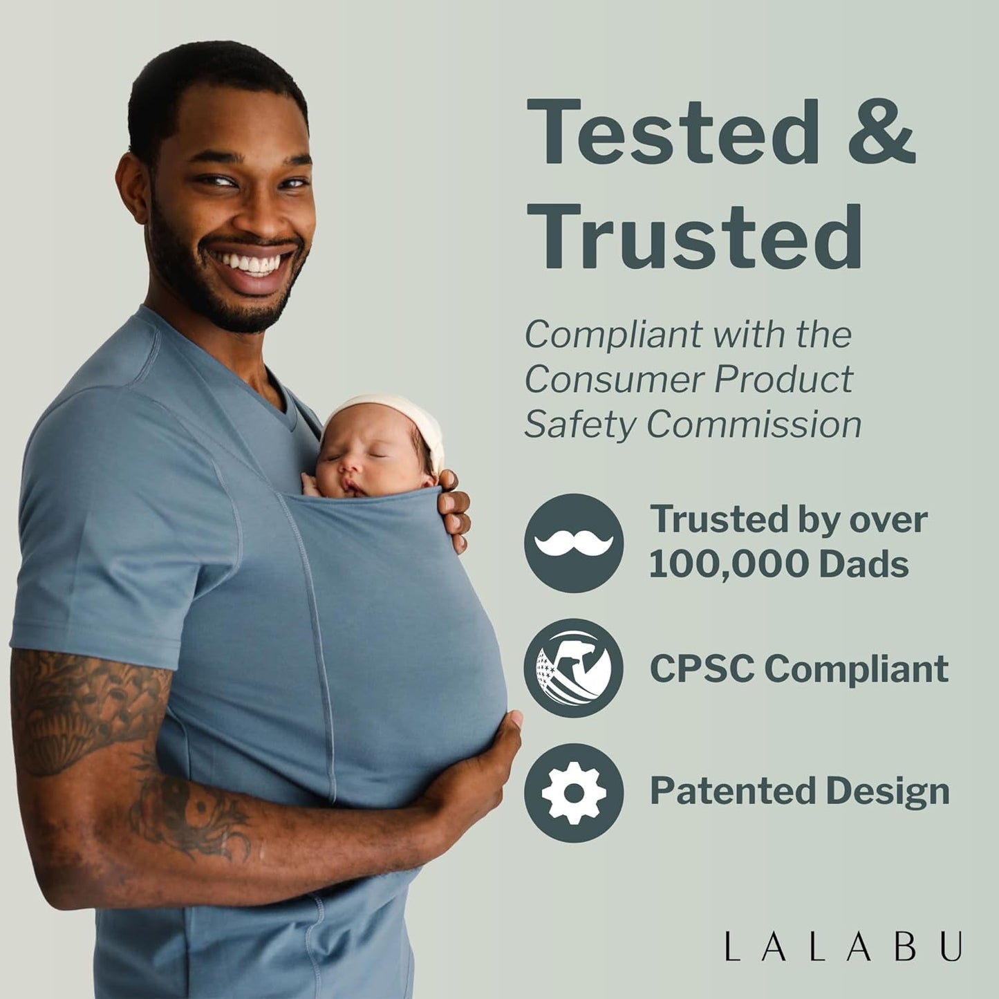 Lalabu The Dad Shirt | Hands-Free Baby Carrier for Dad with Kangaroo Pouch | Engineered for Bonding, Safety, & Comfort for Newborns Up to 15 Lbs. | CPSC Compliant