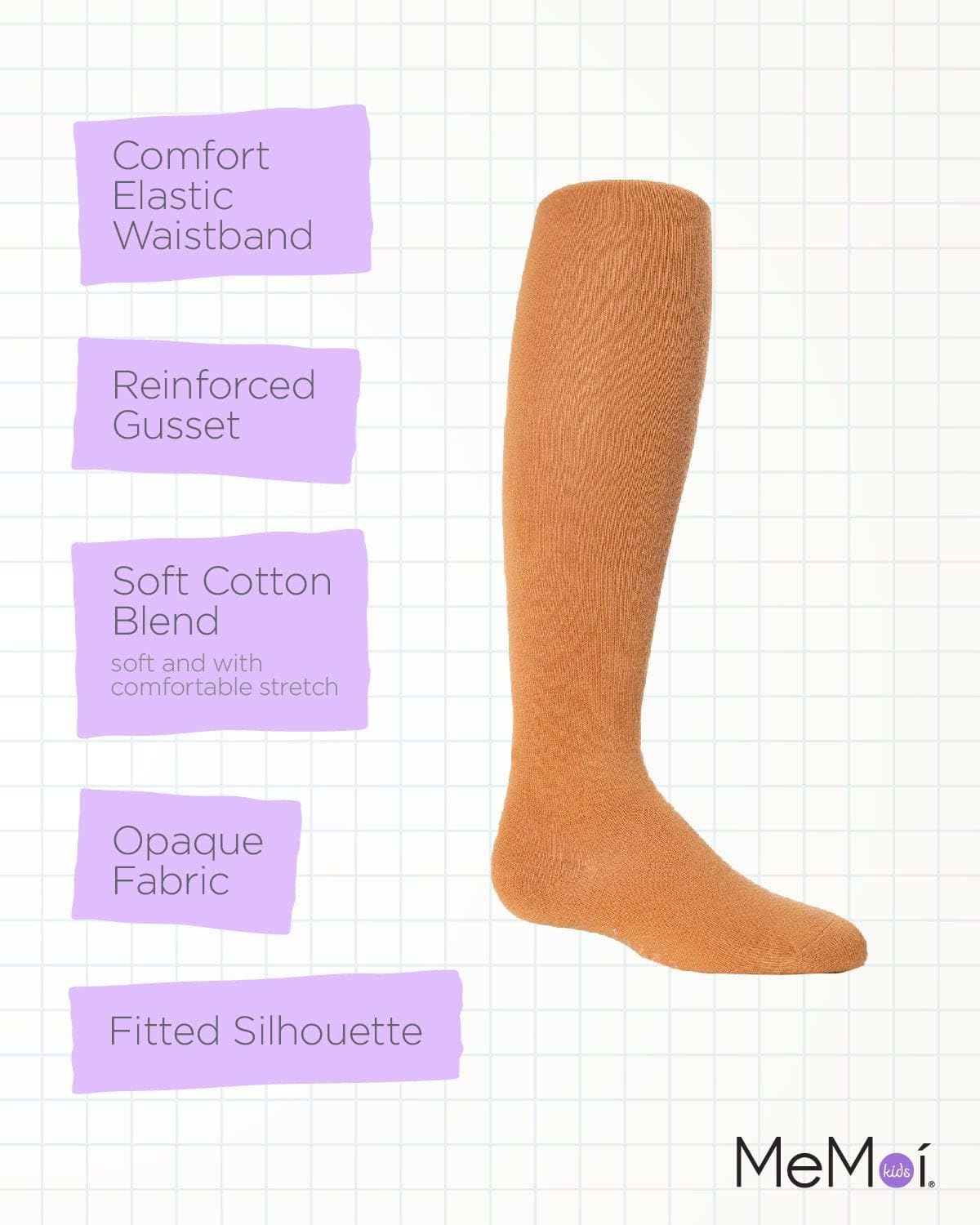 MeMoi Soft Pima Cotton Tights for Girls, Soft and Lightweight Opaque Tights for girls - Sizes 8 to 16