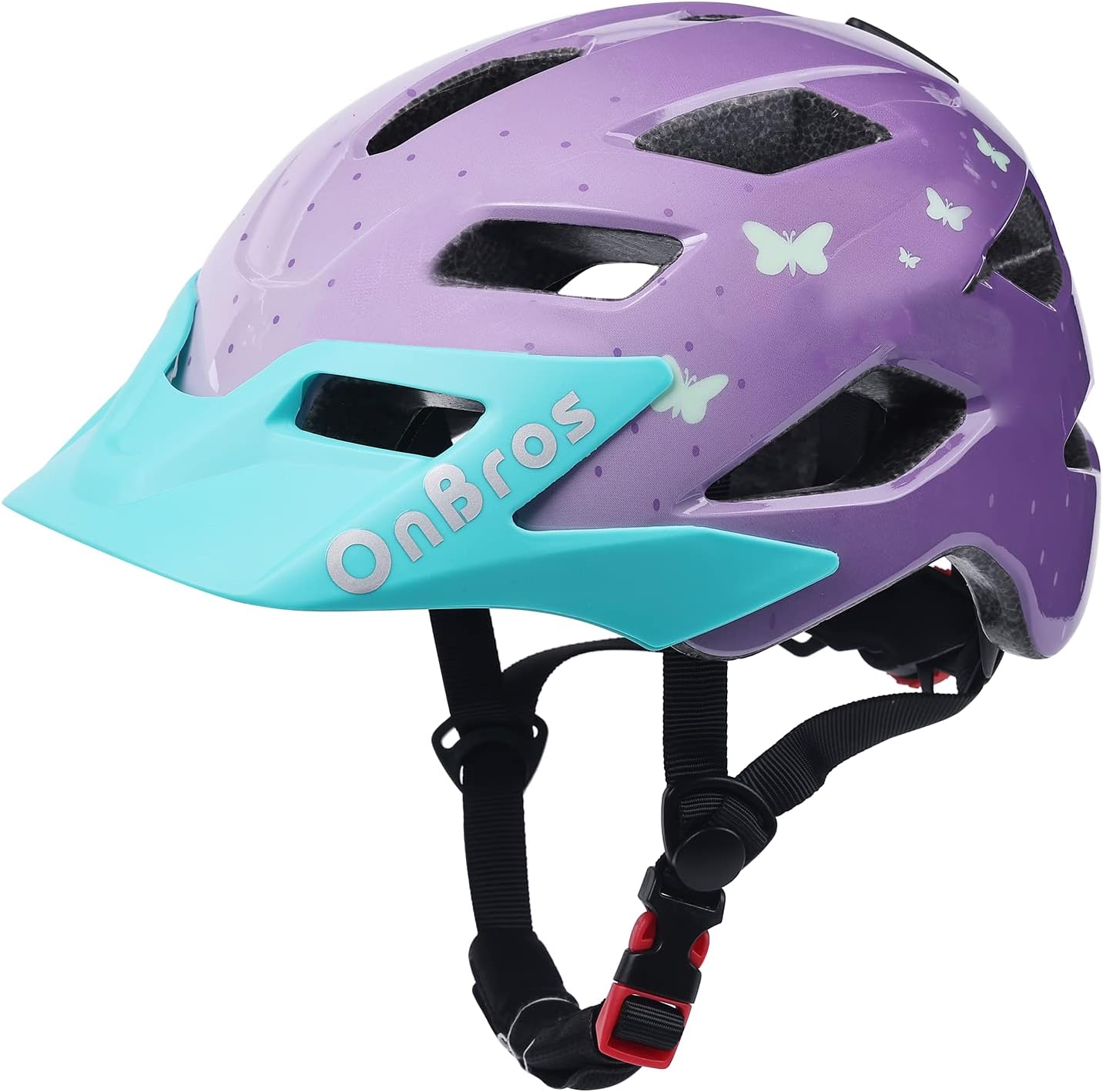 OnBros Kids Bike Helmet - Bike Helmets for 5-14 Boys or Girls with Visor, Children Bicycle Helmet for Skateboard Mountain Scooter Road Cycling, Lightweight and Adjustable 50-57CM