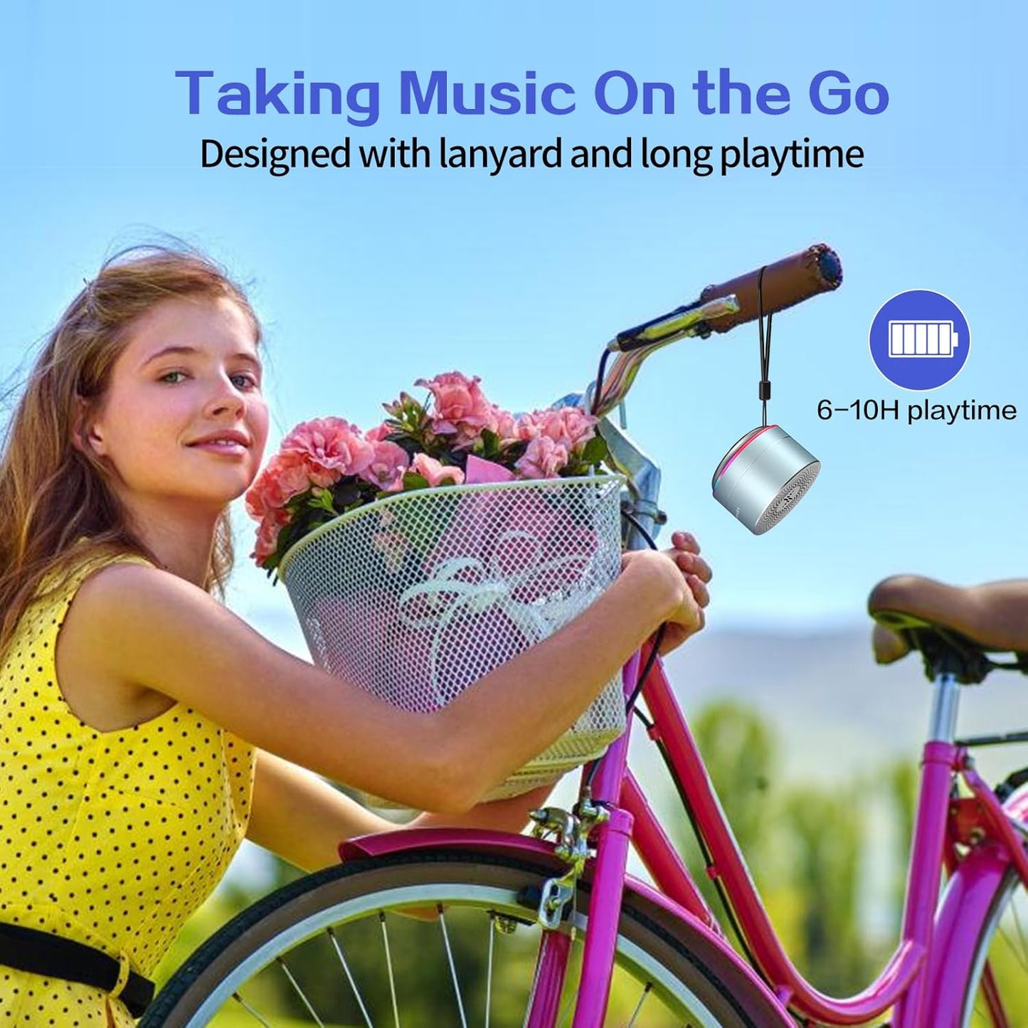 LENRUE Portable Bluetooth Speakers,Wireless Speaker with Clear Sound, Long Playtime, Small Mini Metal Speaker,Christmas Birthday Gifts for Men, Women,Kids(Sky-Blue)