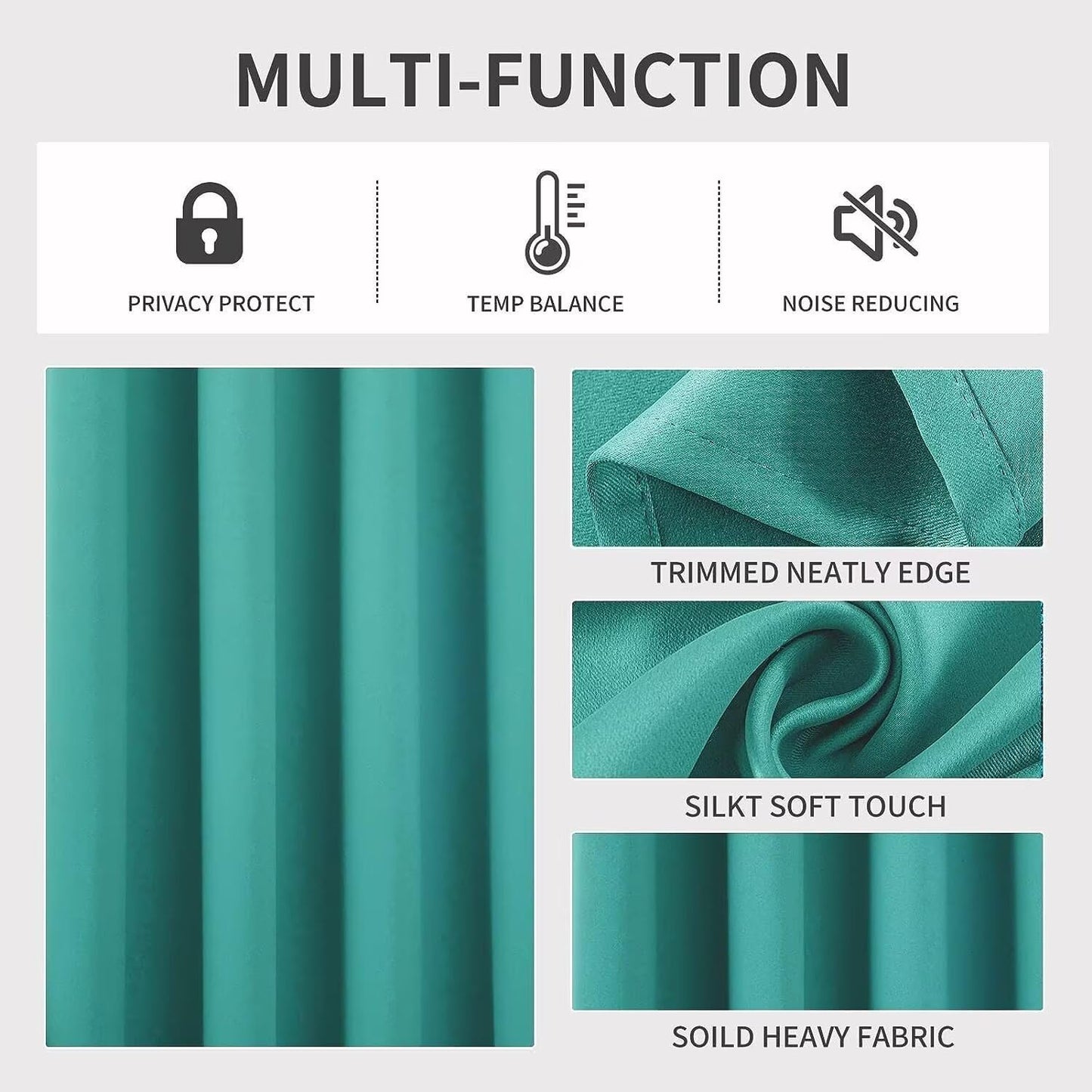 Joydeco Blackout Curtains 54 Inch Length 2 Panels Set, Thermal Insulated Long Curtains& Drapes 2 Burg, Room Darkening Grommet Drapes for Living Room Bedroom Window (W52 x L54 Inch, Peacock Blue)