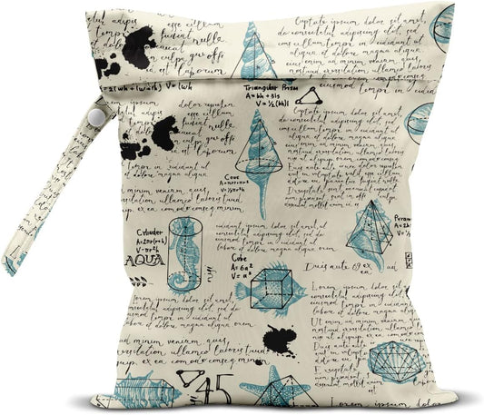 Wet Bag, Wet Dry Bag, Wet Bag for Swimsuit, Travel, Beach, Pool, Diapers, Dirty Yoga Gym Clothes, Makeup Bag, Waterproof Reusable Beach Bag Ocean Decor Starfish Sea Horse Anchor