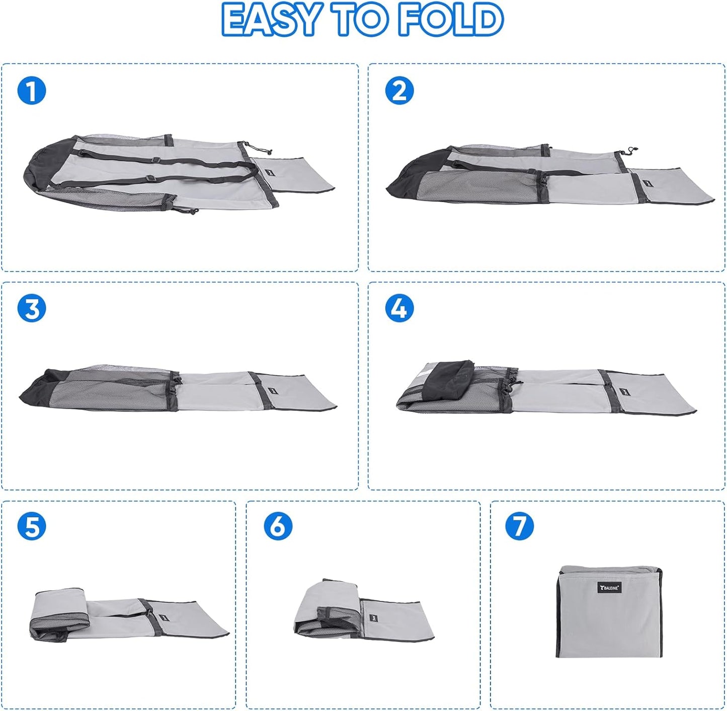 BALEINE 120L Laundry Bag Backpack, 900D Oxford Fabric Large Travel Laundry Bags with Shoulder Straps and 2 Mesh Pockets for College Dorm, Apartment, Laundromat (Gray, 120L)