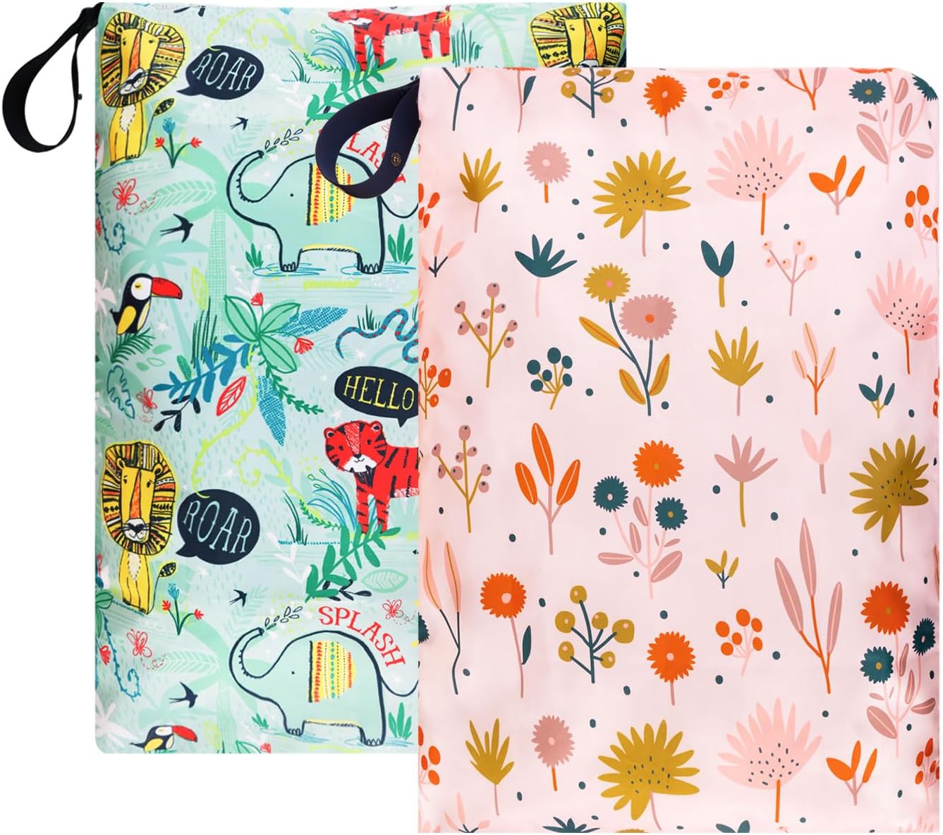 MissBoy Laundry Bags, 2 Pack Waterproof Travel Laundry Bag, Reusable and Washable Dirty Clothes Storage Bag with Zip Closure for Home, Travel, Camping, Caravan, Dormitory, 24"x17"