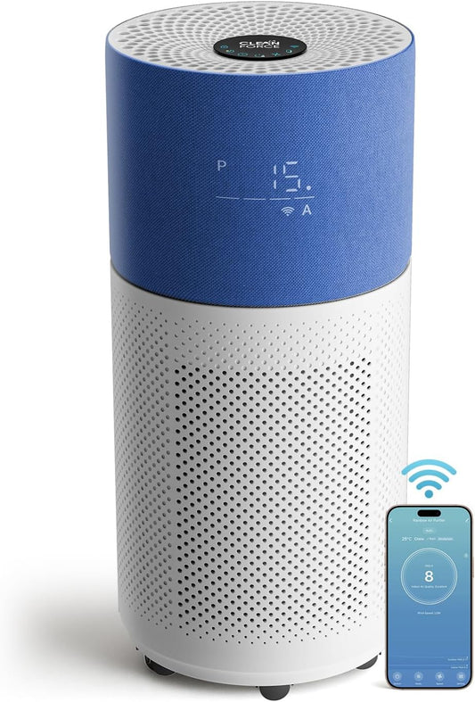 CleanForce Air Purifier for Home Large Room up to 2550 ft², Swiss Sanitized HEPA & Carbon Filter, asthma & allergy friendly Certified for Dust/Pollen/Pet Dander, Alexa/App Control, Ozone-Free, Rainbow