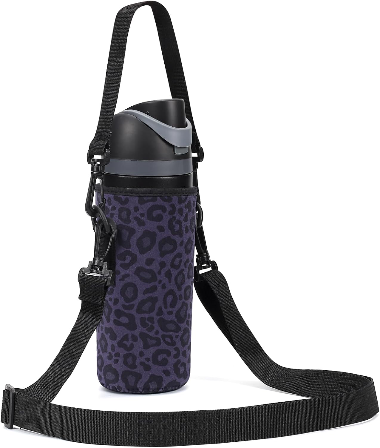 Neoprene Water Bottle Carrier Bag with Adjustable Shoulder Strap for Owala 24 OZ Tumbler, Insulated Water Bottle Cover for Owala FreeSip Insulated Water Bottle (Black Panther, 24 OZ)