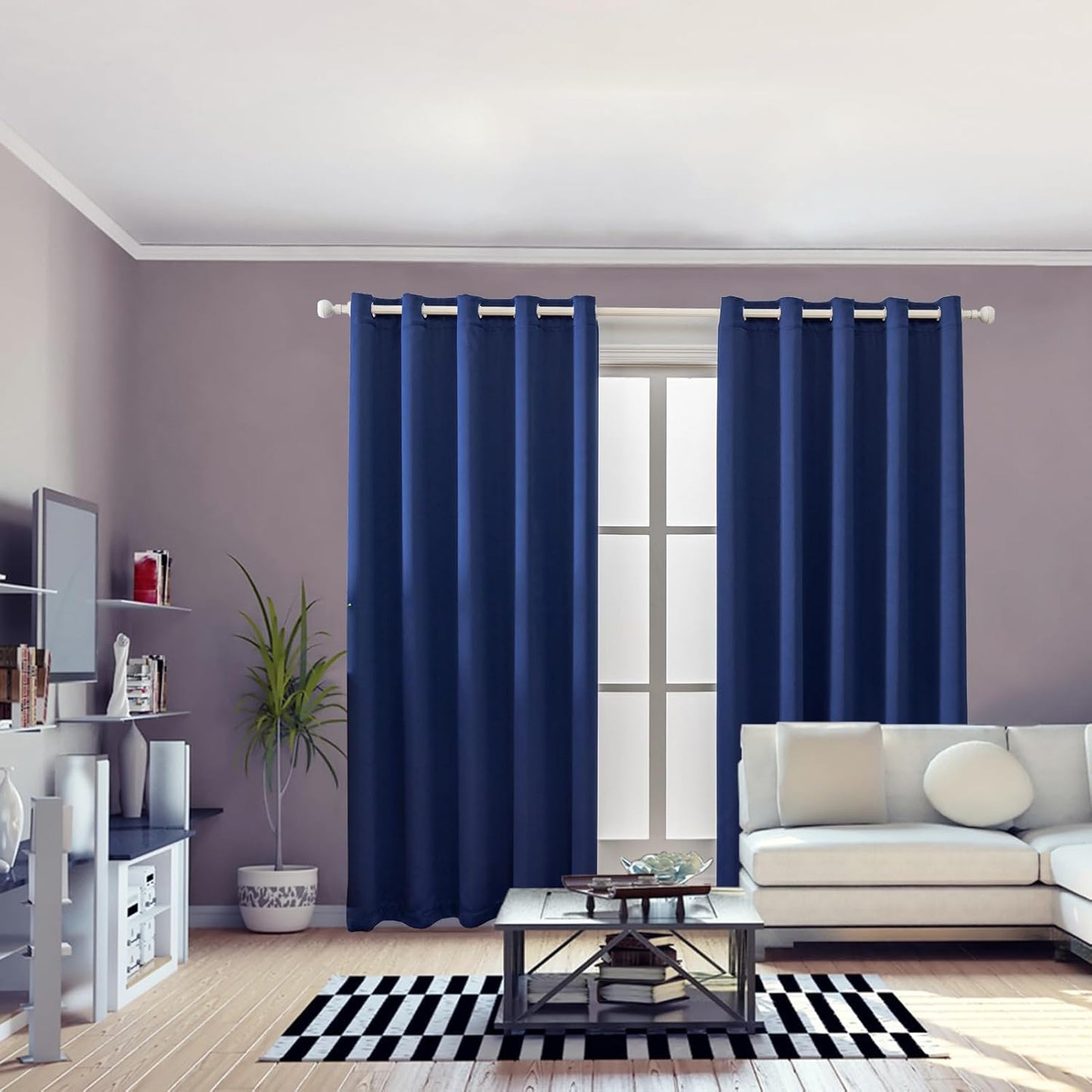 Anytime 100% Blackout Curtain Set, Thermal Insulated & Energy Efficiency Window Draperies for Guest Room, Full Shading Panels for Shift Worker and Light Sleepers（Navy Blue, 2 Panels, 70W x 72L）