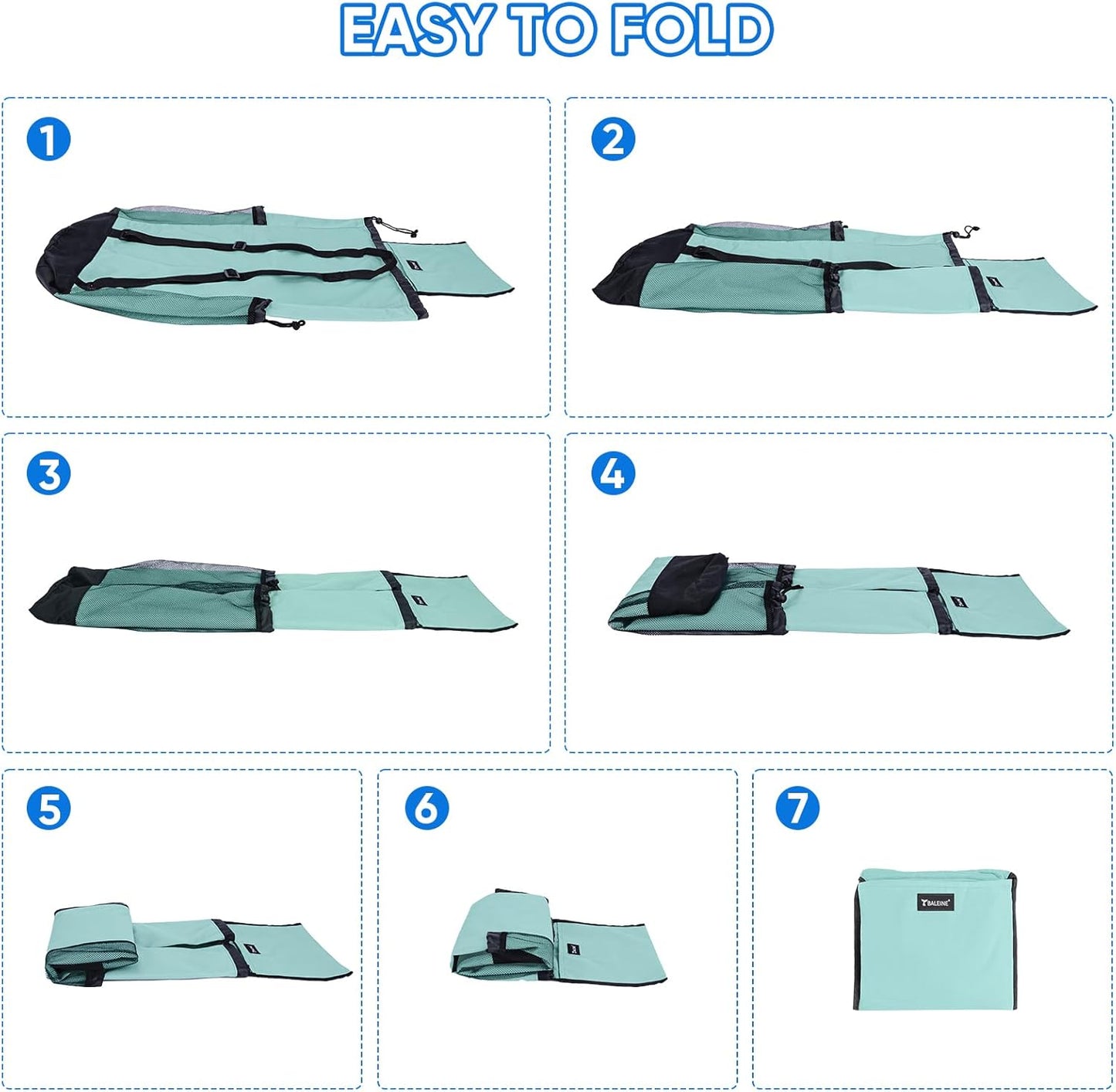 BALEINE 150L Laundry Bag Backpack, 900D Oxford Fabric Large Travel Laundry Bags with Shoulder Straps and 2 Mesh Pockets for College Dorm, Apartment, Laundromat (Sky Blue, 150L)