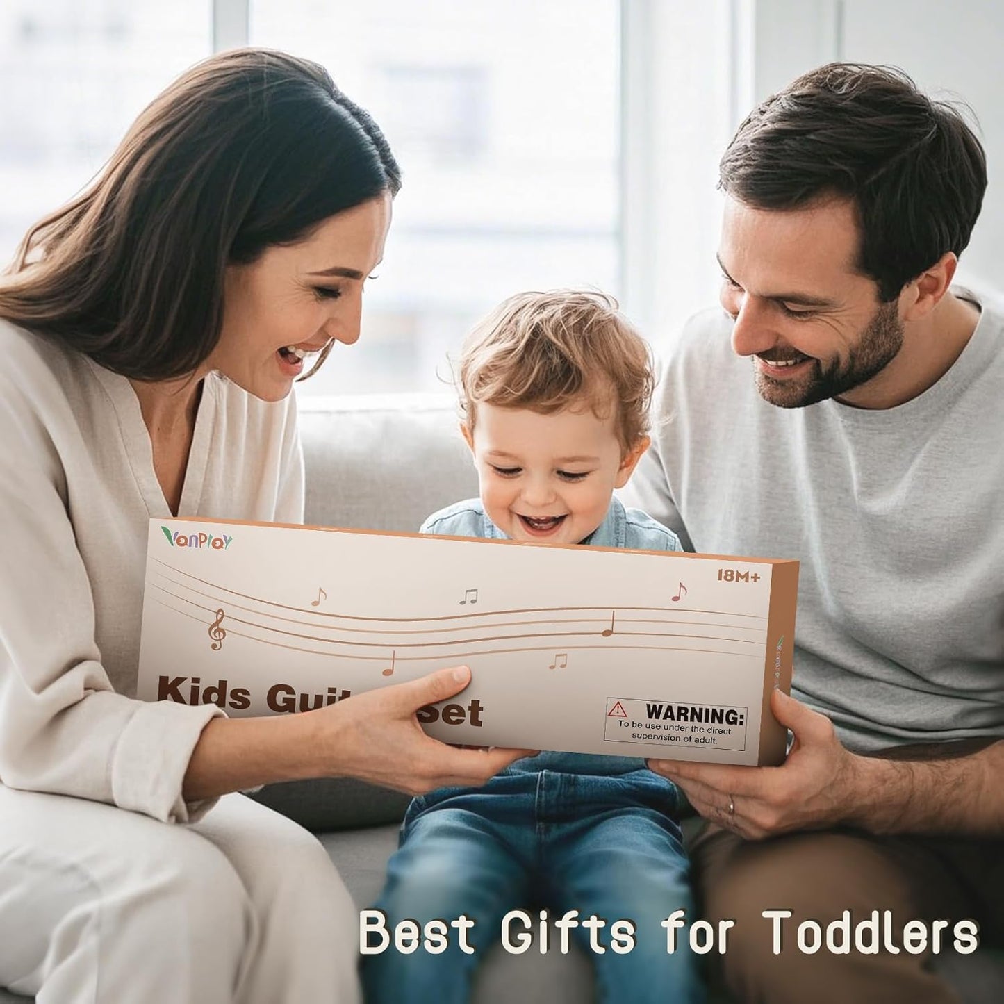 Kids Guitar Set - 7 in 1 Musical Instruments for Toddlers 2-4, Wooden Musical Toys for 2 3 4 Year Old Boy & Girls Birthday Gifts, Band Sets with Ukulele/Flute/Tambourine/Maracas Toys for Kids 3-5