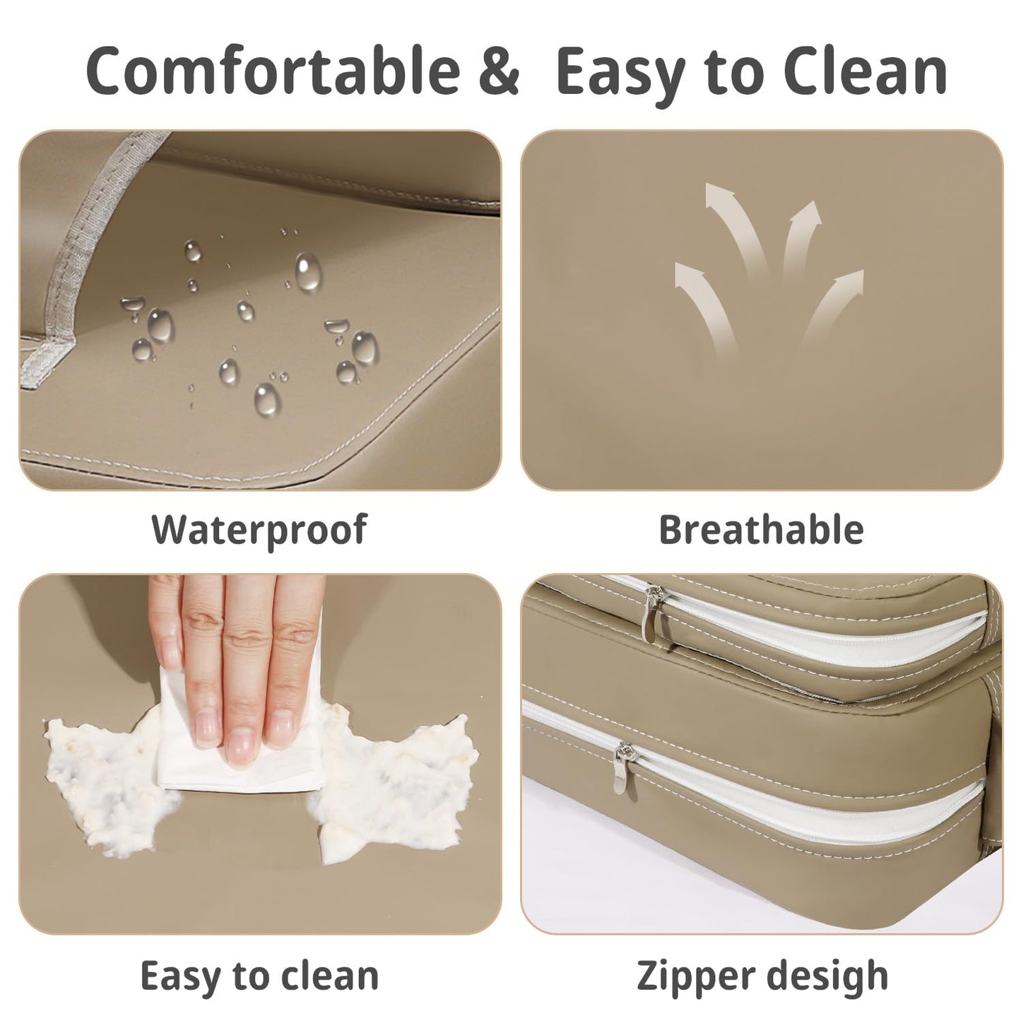 Toddler Booster Seat for Kitchen Chair, 2-in-1 Dining Table Booster Seat with Backrest & Adjustable Straps – Easy-Clean, PU Portable Toddler Eating Travel Increasing Cushion - Dark Coffee