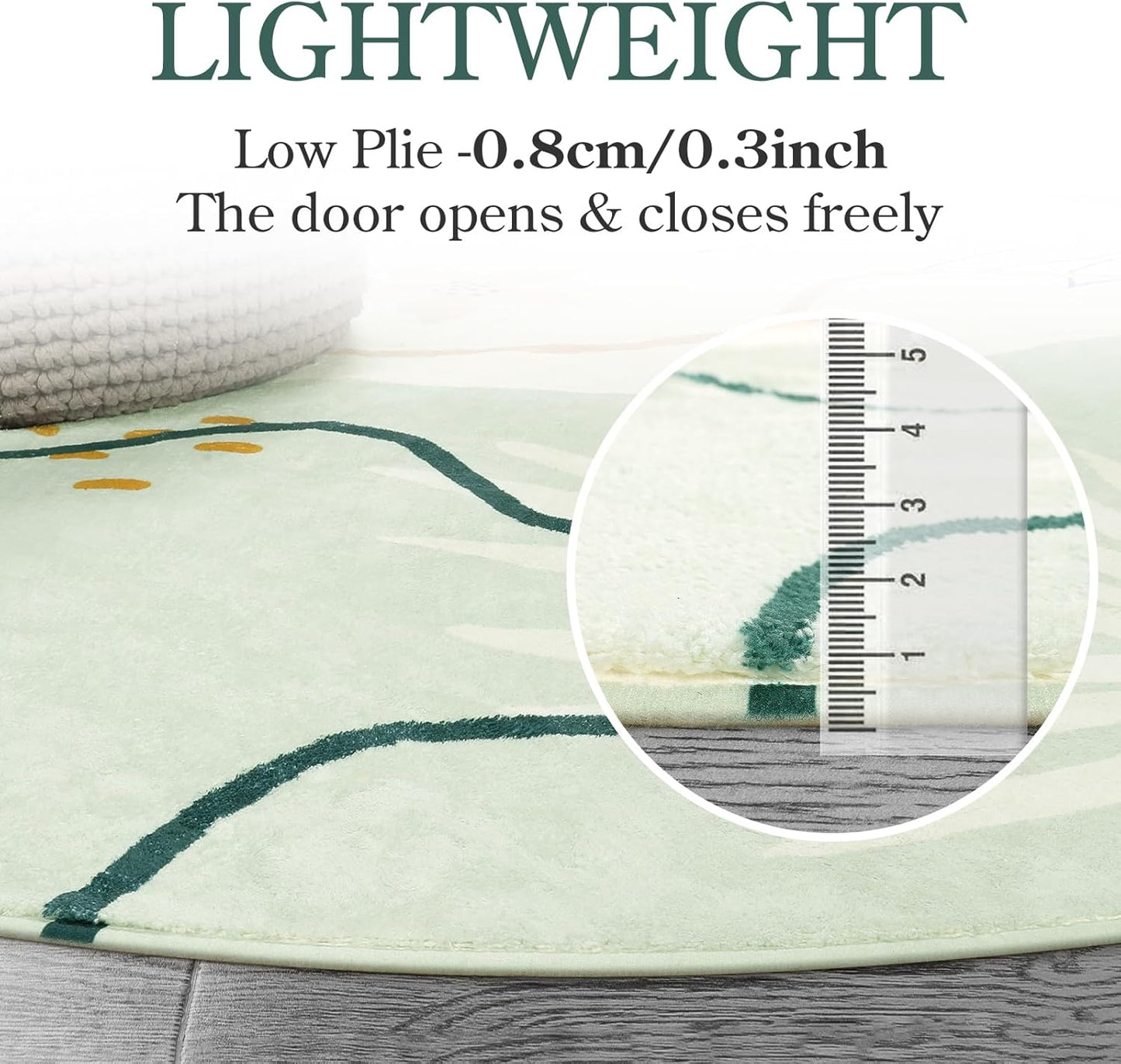 Lahome Green Round Area Rugs 5Ft - Washable Large Boho Round Rug for Living Room Non-Slip Throw Circle Rug for Dining Room Table,Soft Cute Botanical Print Floor Mat Carpet for Bedroom Office Bathroom