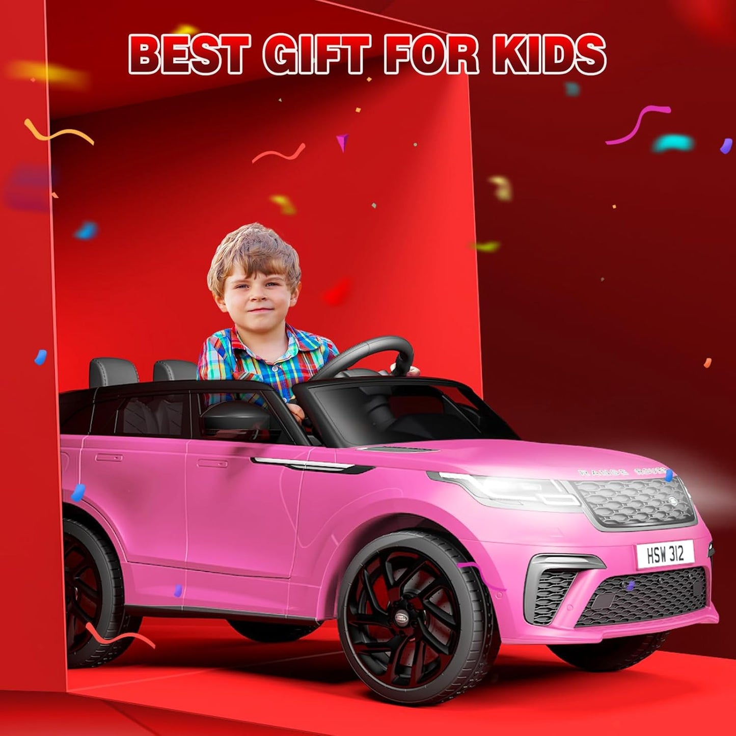 Hetoy Kids Ride On Car with Remote, Licensed Land Rover Kids Electric Car, Ride On Toys for Kids 3-8 with Mp3 Player, Rocking, Pull Rod, Pink