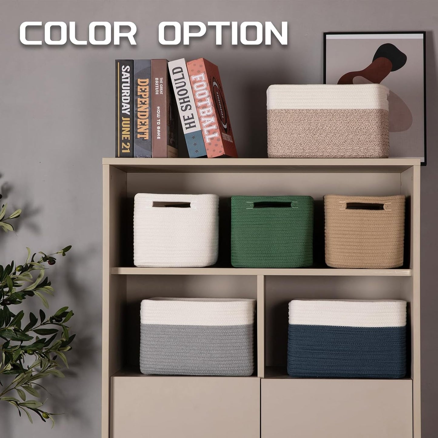 4 Pack Storage Baskets for Organizing, Woven Baskets for Shelves - Perfect for Toys, Books, Towels, and Clothes, Durable Gift Basket Bins Toy Storage, 12.7''L x9''W x7.8''H, Green