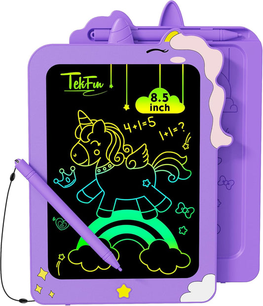 TEKFUN Birthday Gifts for Girls, 8.5inch Doodle Board, LCD Writing Tablet for Kids, Writing Pad Drawing Tablet, Travel Toys for 3 4 5 6 7 8 Year Old Boys Girls Birthday Christmas Gifts(Purple)