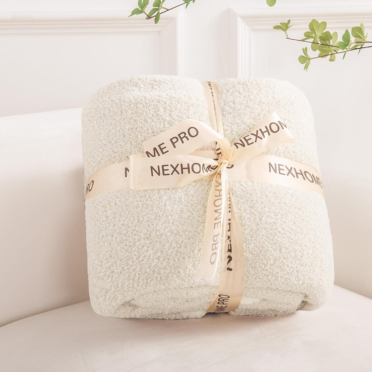 NEXHOME PRO Soft Throw Blankets for Couch, Reversible Warm Blankets Cozy Knit Blanket for Women, Fuzzy Plush Lightweight Throws for Sofa, Bed, Picnic, 50 x 60 inches