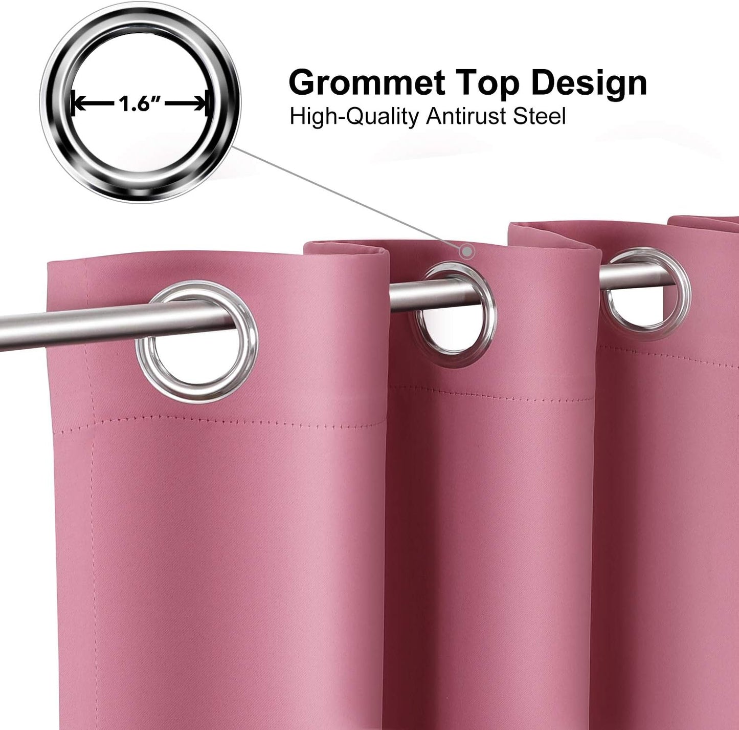 ChrisDowa Blackout Curtains 78 inches Long for Bedroom - 2 Panels Set Grommet Thermal Insulated Room Darkening Curtains for Living Room (Pink, 42 x 78 Inch)