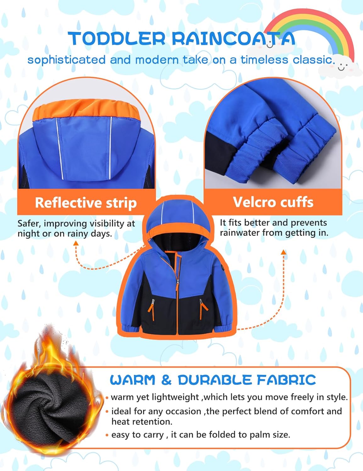 GEMYSE Toddler Jacket Fleece Lined Baby Boys Windbreaker Water Resistant Kids Hooded Coat Warm Spring Fall Outerwear