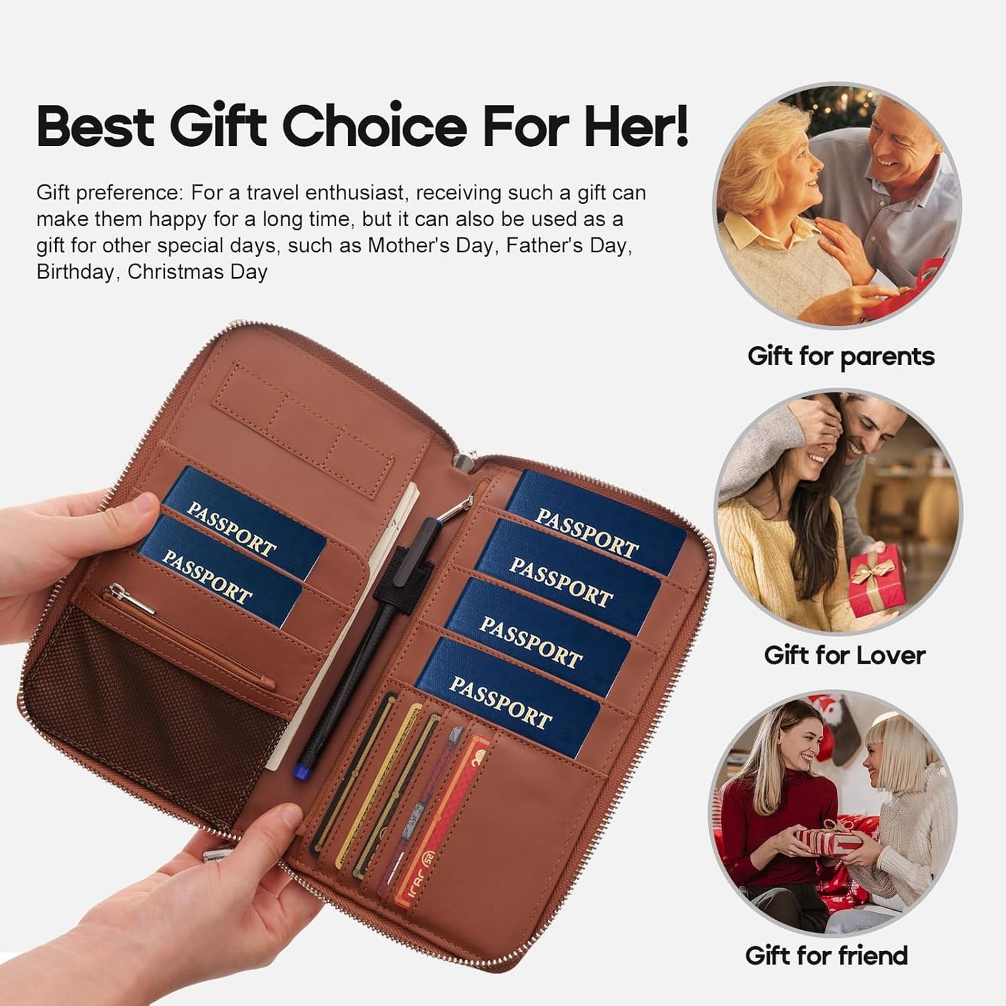 RFID Blocking Family Passport Holder Wallet 6,Premium Leather Travel Document Organizer for Women and Men,Travel Wallet for Credit Card