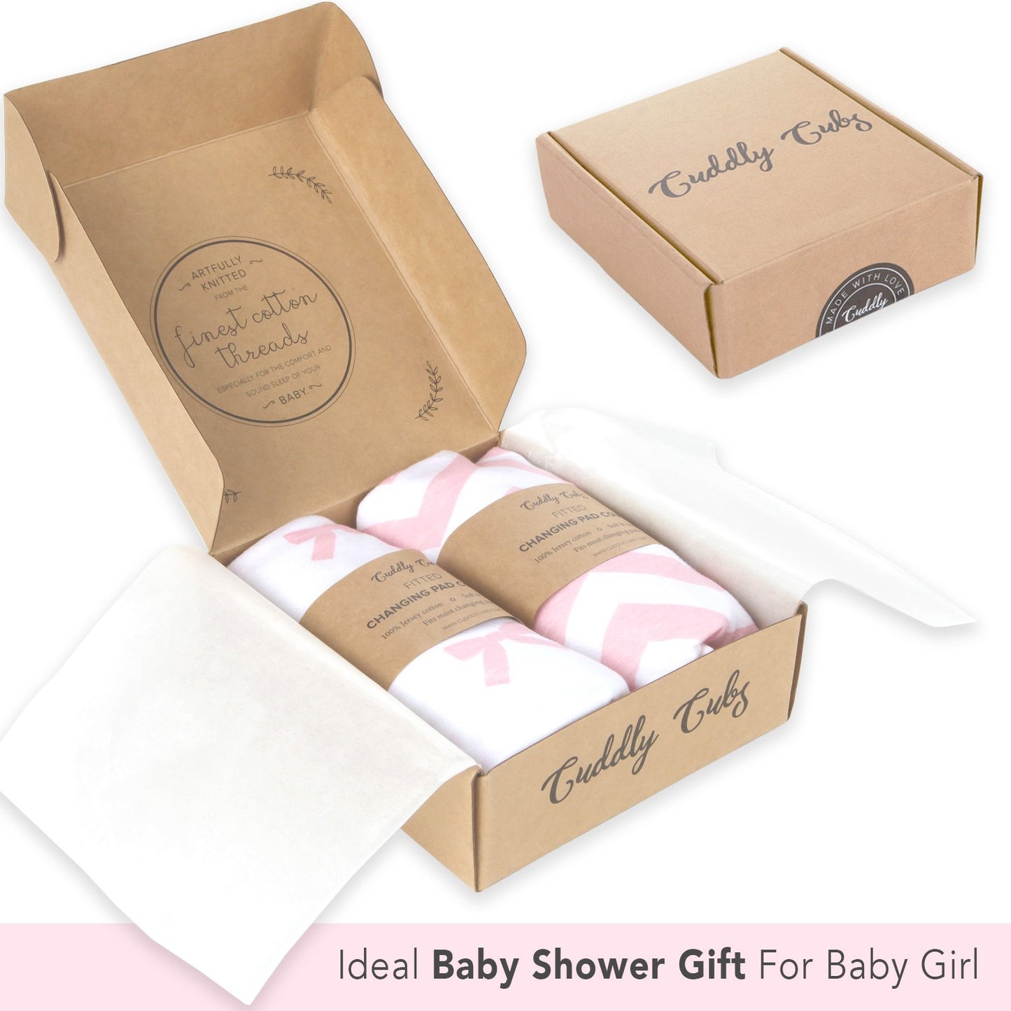 Cuddly Cubs Changing Pad Covers – 2 Pack – Snuggly Soft Plush Cotton Changing Table Covers for Girl – Fits Perfectly on Summer Infant and Other 16 x 32 Baby Changing Table Pads – Pink