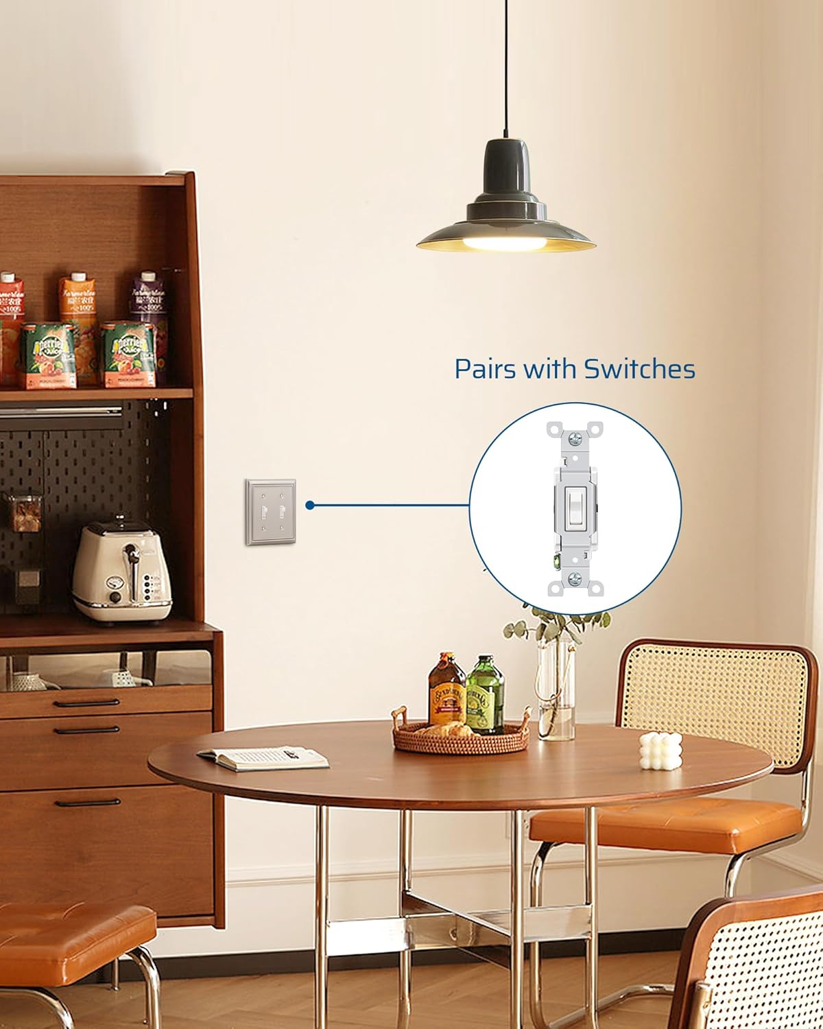 DEWENWILS Double Toggle Wallplates, Brushed Nickel Light Switch Covers, Heavy Duty Matel Material, Pack of 2