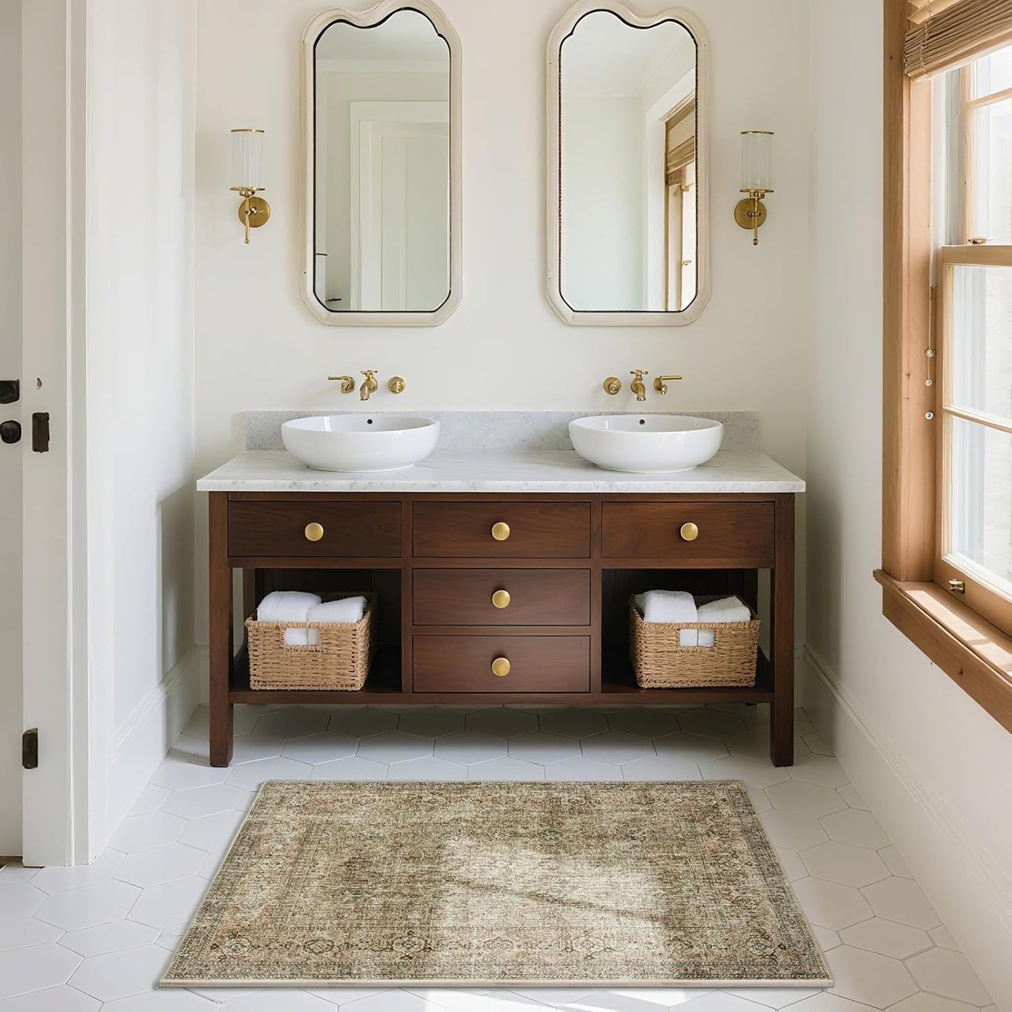 Machine Washable Small Rugs for Kitchen: Door Mat Indoor Entrance 2x3 Entryway Rug Stain Resistant Non-Slip Low Pile Soft Throw Carpet for Front Door Indoor Entrance Entry Bedroom Nursey