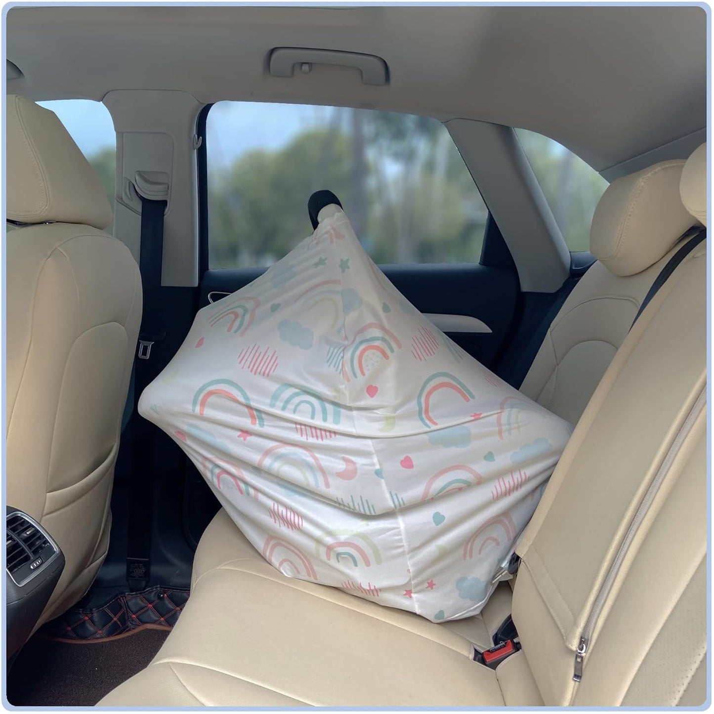 Car Seat Covers for Babies - Multi- use Nursing Carseat Canopy, Breastfeeding Covers, Baby Shower Gifts for Boys and Girls (Rainbow)
