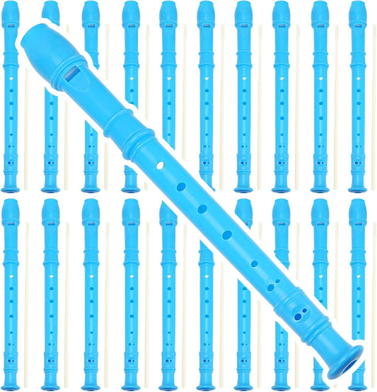 20 Pack 12 Inch Descant Soprano Recorder, 8 Hole Soprano Recorder Recorder Instrument with Cleaning Rod for Beginners, Blue