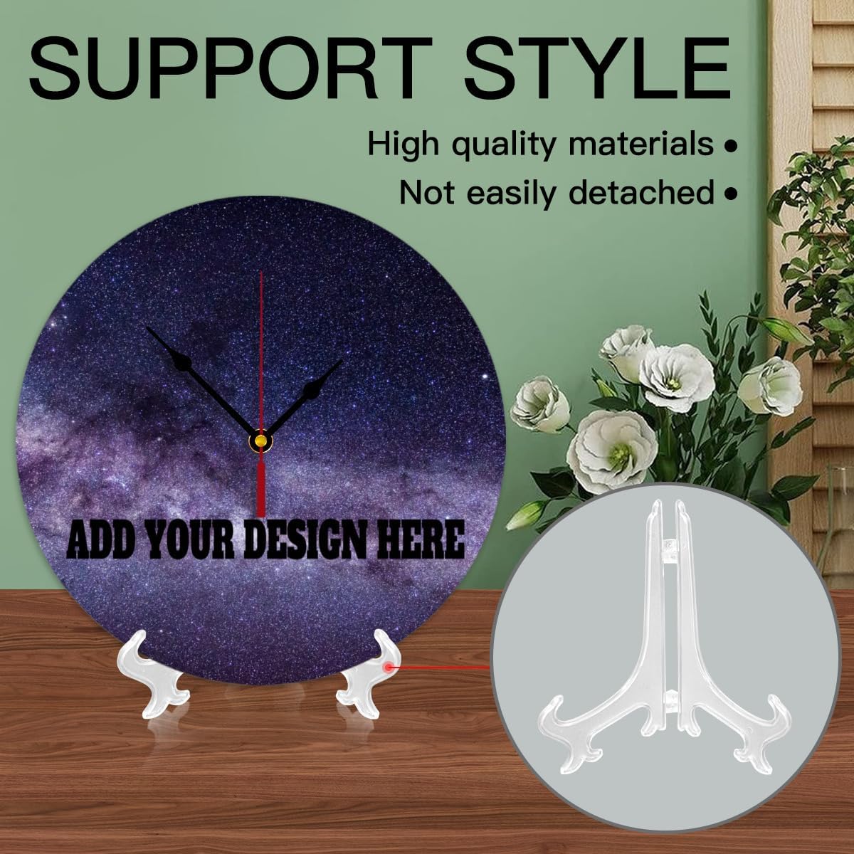 Generic Custom Wall Clock Personalized Clocks with Photo Text Logo Customized Round Clock for Birthday Wedding Present Wedding Friend Family Lover, 12inch-30cm