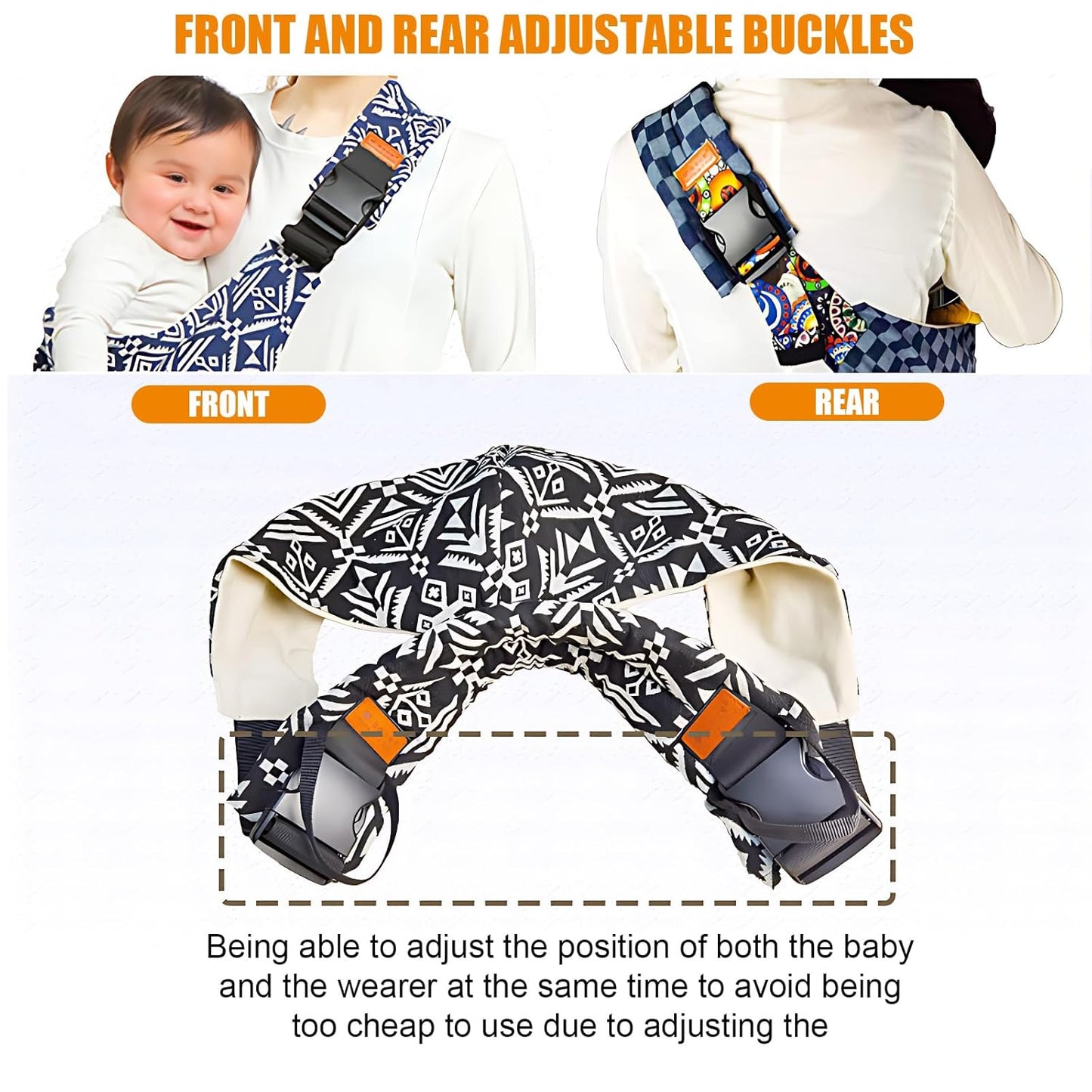 Baby Sling Carrier Newborn to Toddler Adjustable One-Shoulder Design with Safety Buckle, Soft & Lightweight Sling Baby Carrier 10-30 lbs(Mesh,Rainbow)