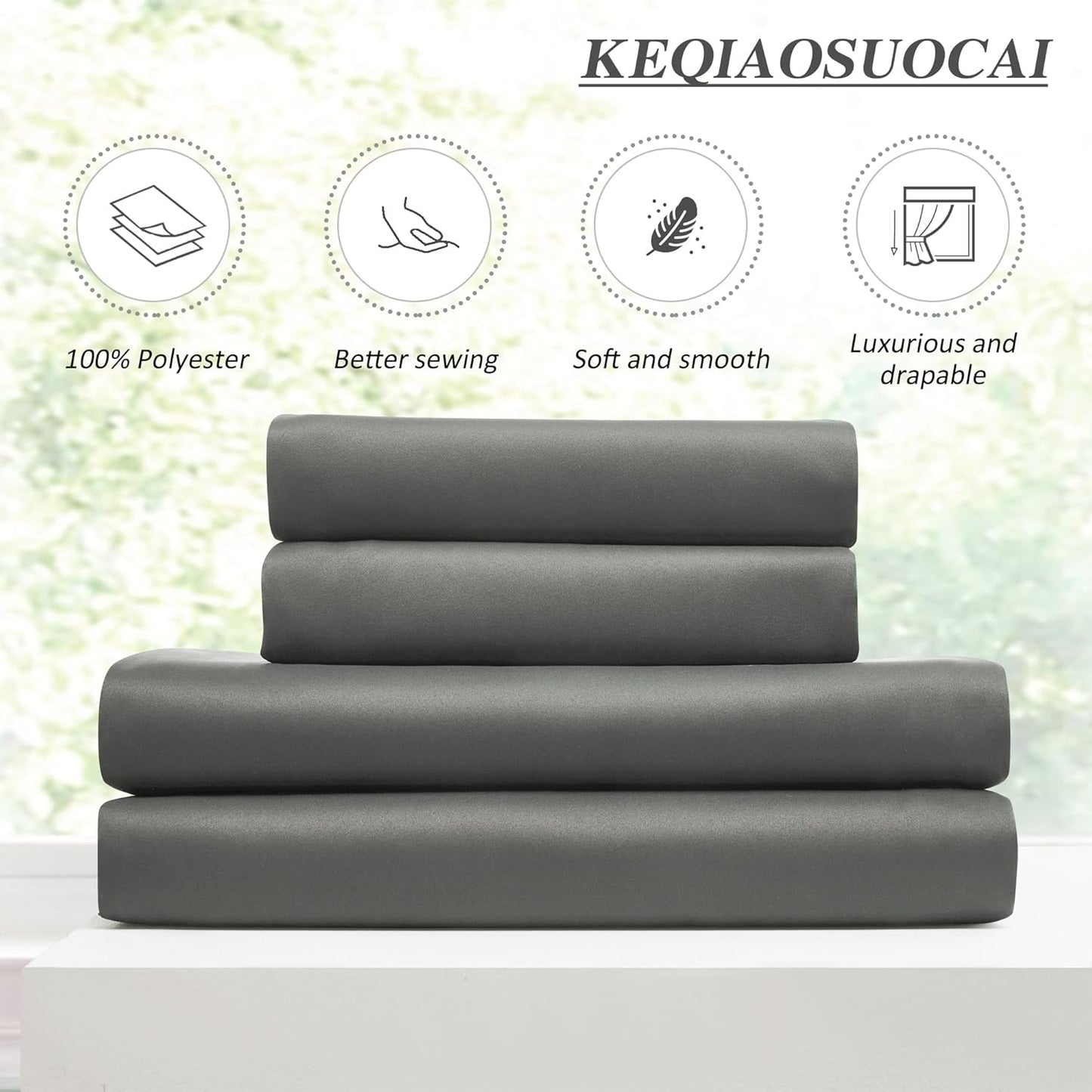 KEQIAOSUOCAI 94 Inch Pinch Pleat Living Room Curtains & Drapes 2 Set, Thermal Insulated Cabin Accordion Style Vertical Pleat Draft for Bedroom 40 x 94-inch(40 Wide Each Panel,Grey Color)