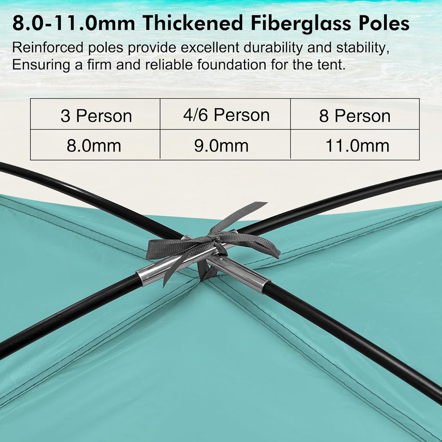 WhiteFang Beach Tent Anti-UV Portable Sun Shade Shelter for 3/4/6/8 Person, Extendable Floor with 3 Ventilating Mesh Windows Plus Carrying Bag, Stakes and Guy Lines