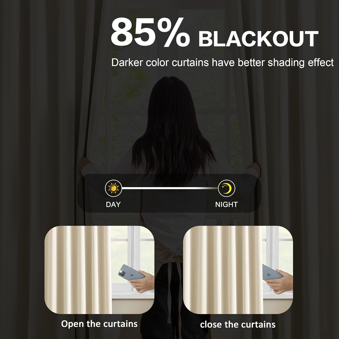 KEQIAOSUOCAI Large Pletaed Curtains 126 Inches Long,(Each 40x2 Panel 80 Widex126 Tall Cream Beige) Extra Length Burg Heat&Cold Blocking Black Out Curtains for Dining Room