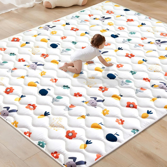 Odorless Premium Foam Baby Play Mat 79" x 63", Soft Microfiber Fabric Crawling Mat for Floor- Comfortable and Hypoallergenic, Non-Slip Cushioned Floor Playpen mat for Infants,Babies,Toddlers