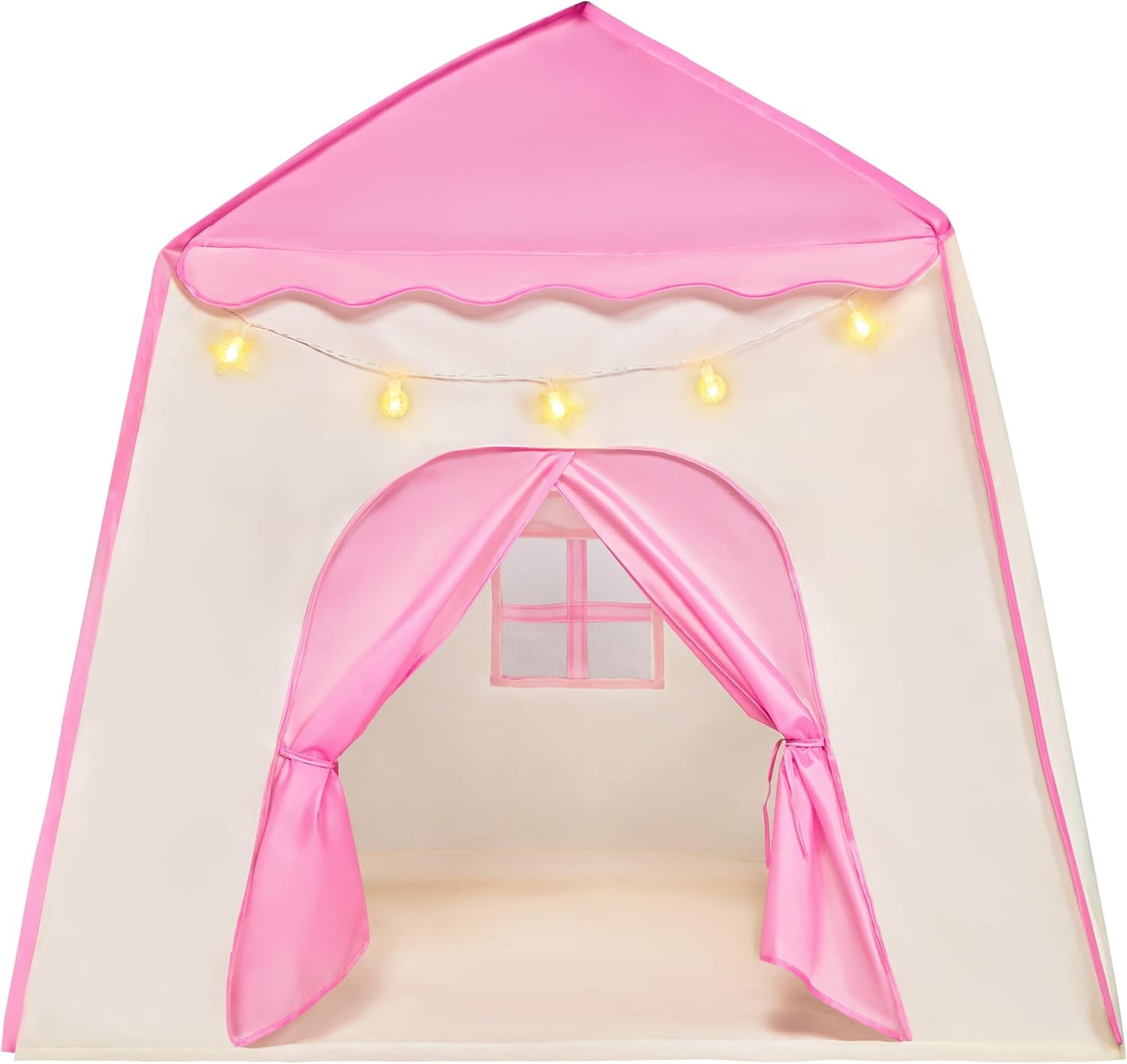 JOYIN Pink Princess Tent for Girls with LED Star Lights-Indoor & Outdoor Large Playhouse Kids Castle Play Tent for Children Indoor and Outdoor Games