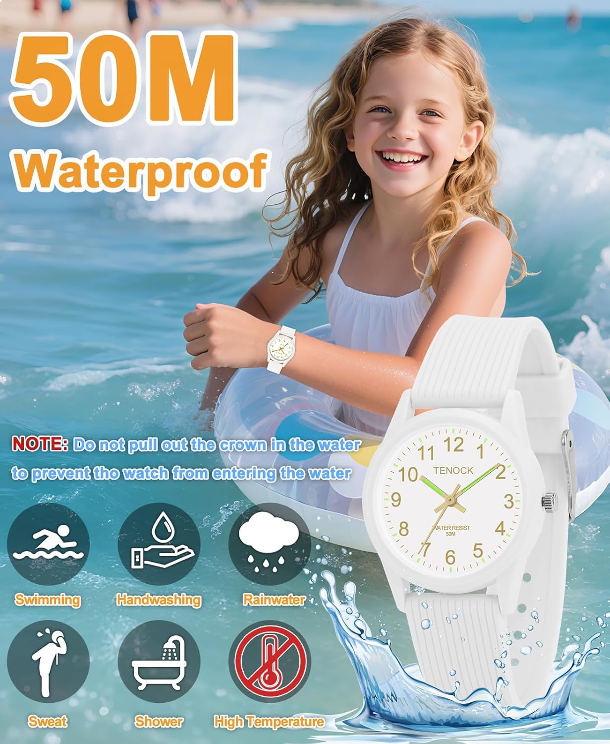 Kids Analog Watches for Girls Boys Watches with Soft Band Learning Time 50M Waterproof Children Watch Easy to Read for Ages 4-12 Kids Gift