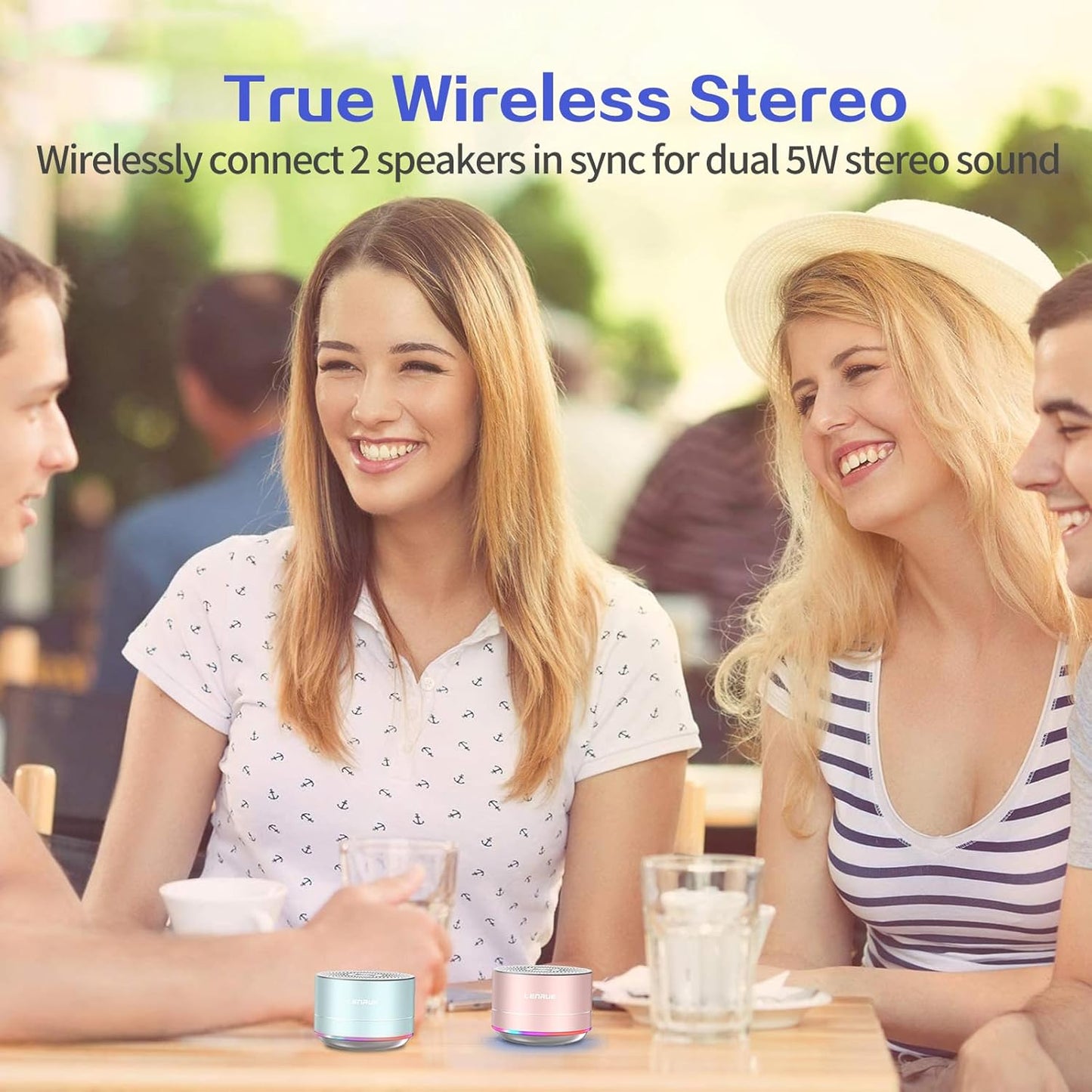 LENRUE Portable Bluetooth Speakers,Wireless Speaker with Clear Sound, Long Playtime, Small Mini Metal Speaker,Christmas Birthday Gifts for Men, Women,Kids(Sky-Blue)