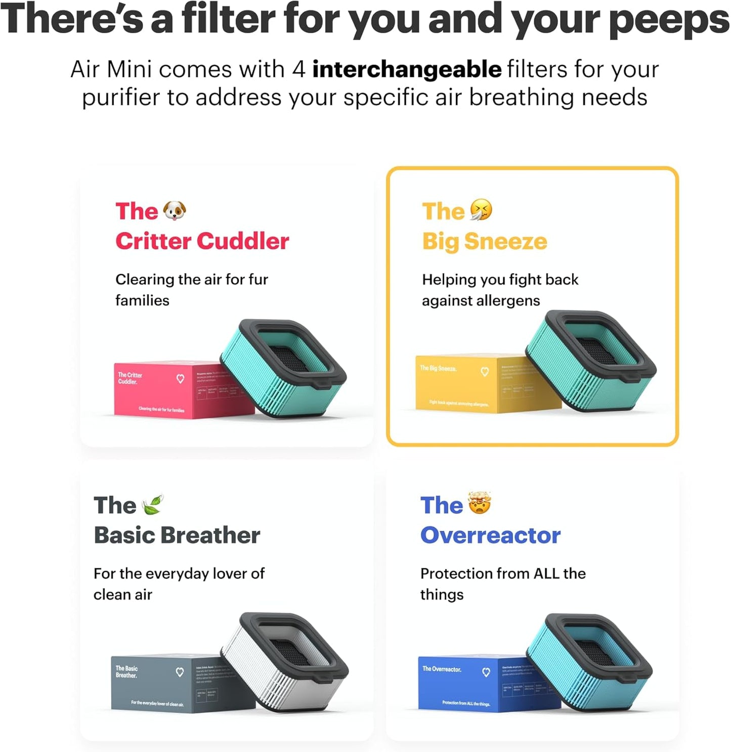 Mila Air Mini Authentic Big Sneeze H13 HEPA Home Replacement Filter for Allergies, Removes Dust, Pollen, Dander, Ideal for Large Room or Bedroom