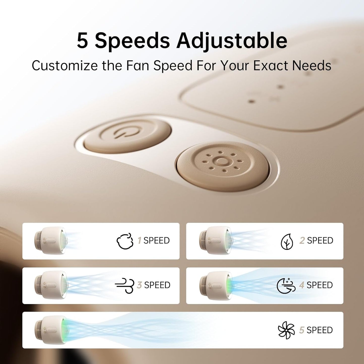 JISULIFE Stroller Fan Baby Large, Safe Bladeless for Crib, Desk, 4000mAh Battery Rechargeable Portable Cooling Fan with Air Turbo Tech, Night Light, Food-Grade Gift for Mom/Dad/Friend - Brown