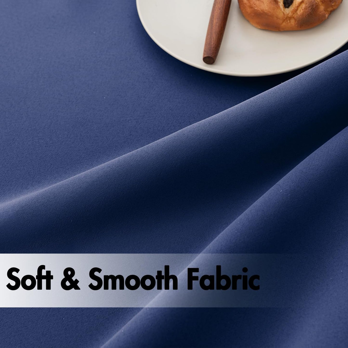 ANRODUO Back Tab Blackout Curtains for Bedroom Living Room, Rod Pocket Pinch Pleated Thermal Insulated Room Darkening Curtains 63 Inches Long 2 Panels, Navy Blue, 42 x 63 Inch