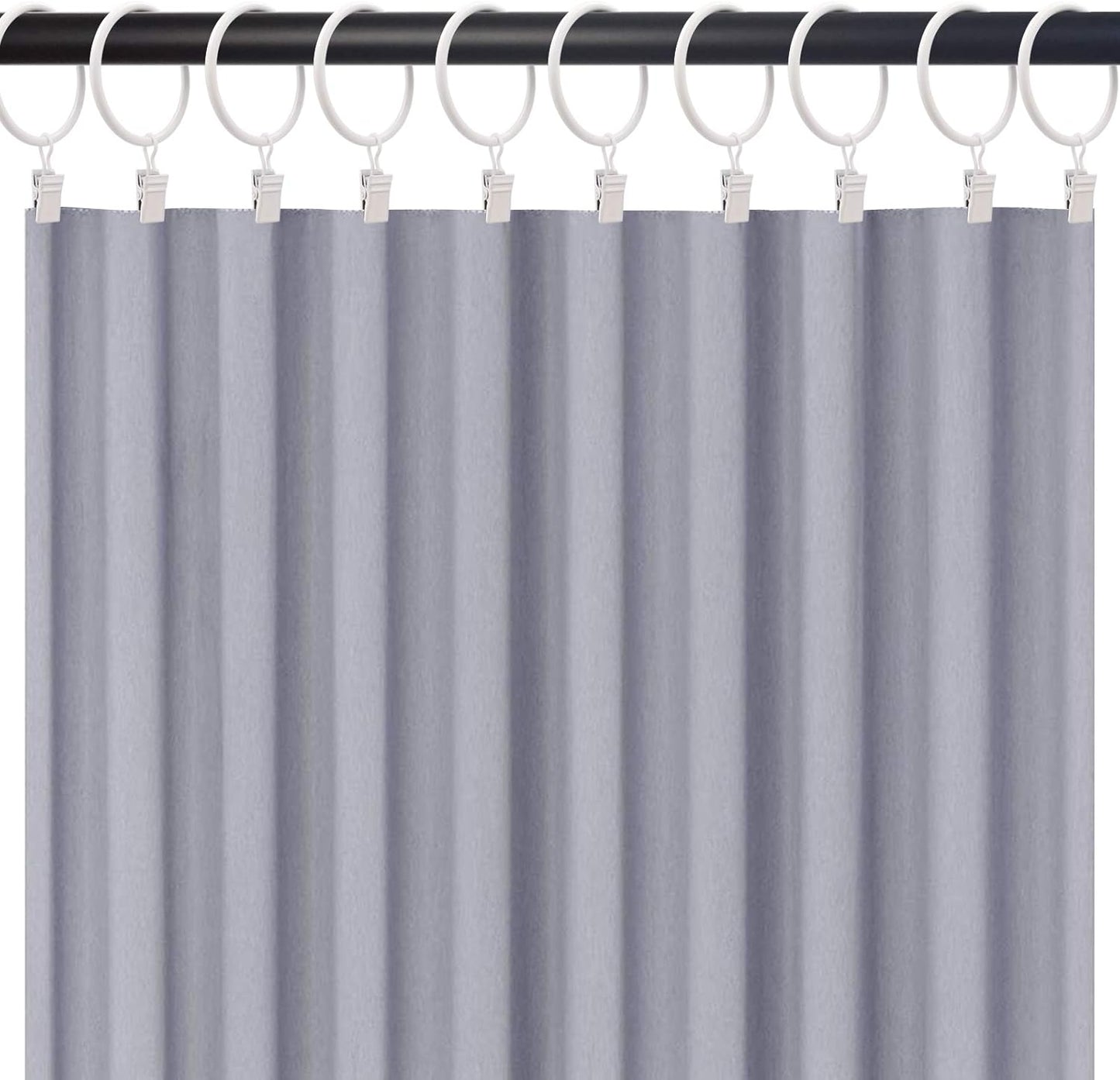 20 Pack White Curtain Rings with Clips, Curtain Hooks Hangers Clip Rings for Hanging Drapes Bows Hat, Drapery Rings 1.77 in I D, Fits up to 1.5 in Diameter Curtain Rod.